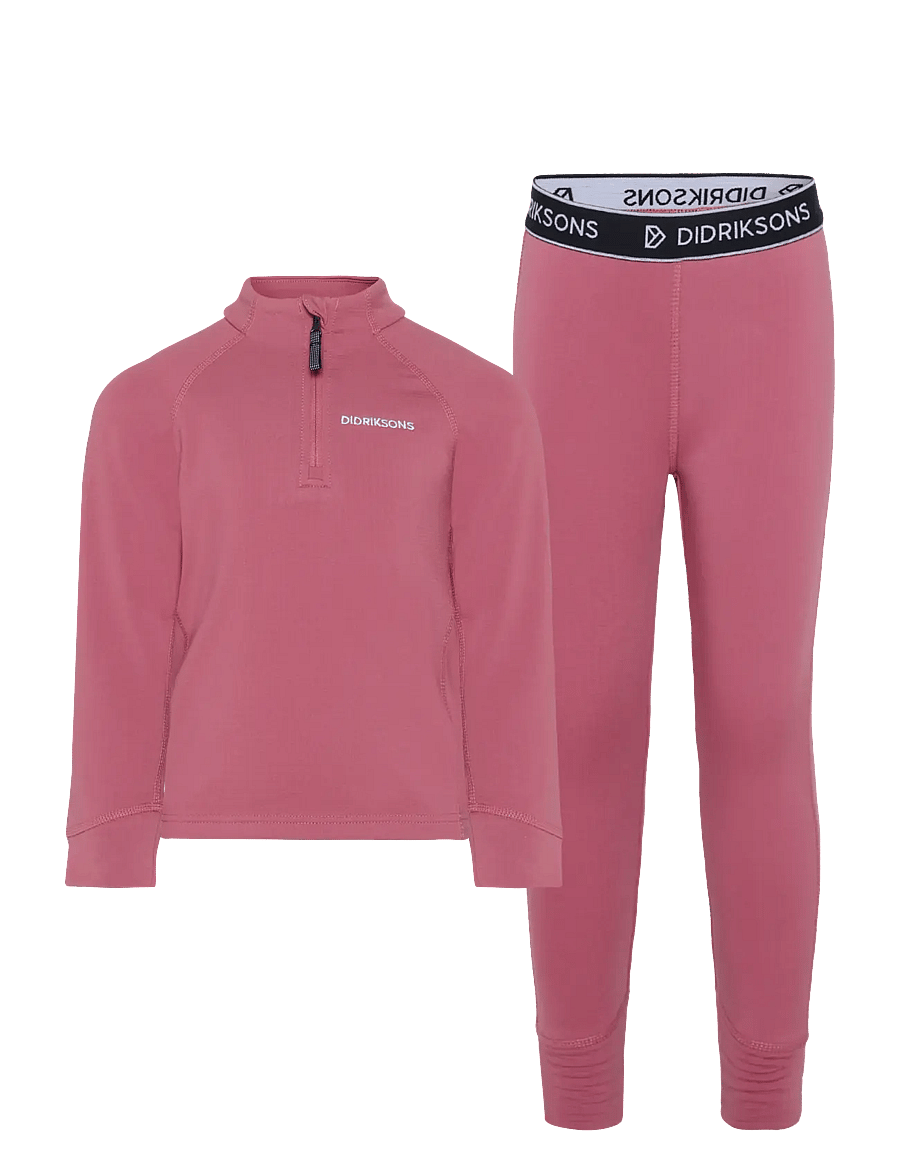 Didriksons - Jadis Kids' Set - aluskihina kantavad rõivakomplektid - heather pink - 0