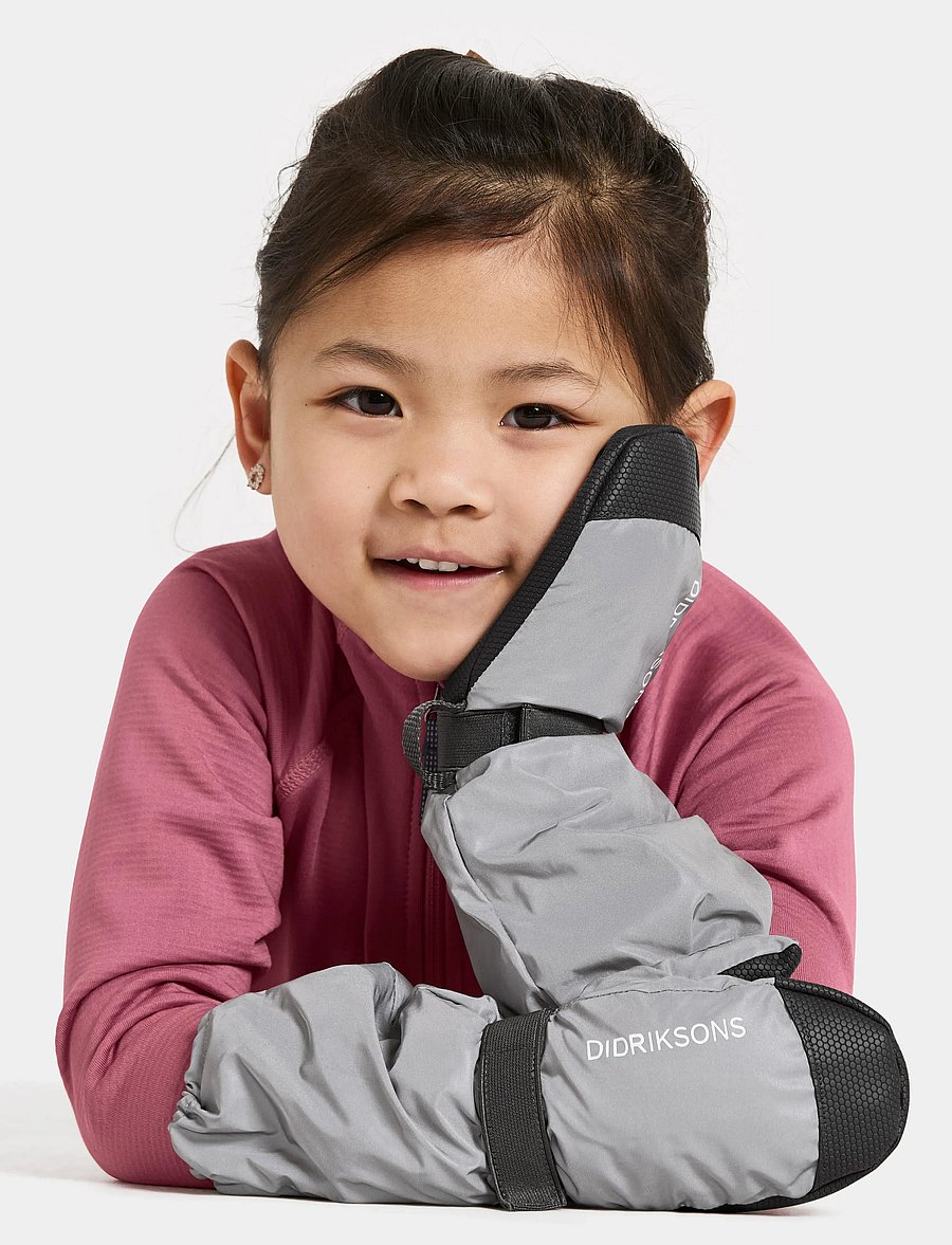Didriksons - Biggles Reflective Kids' Mittens - kindad - silver - 0