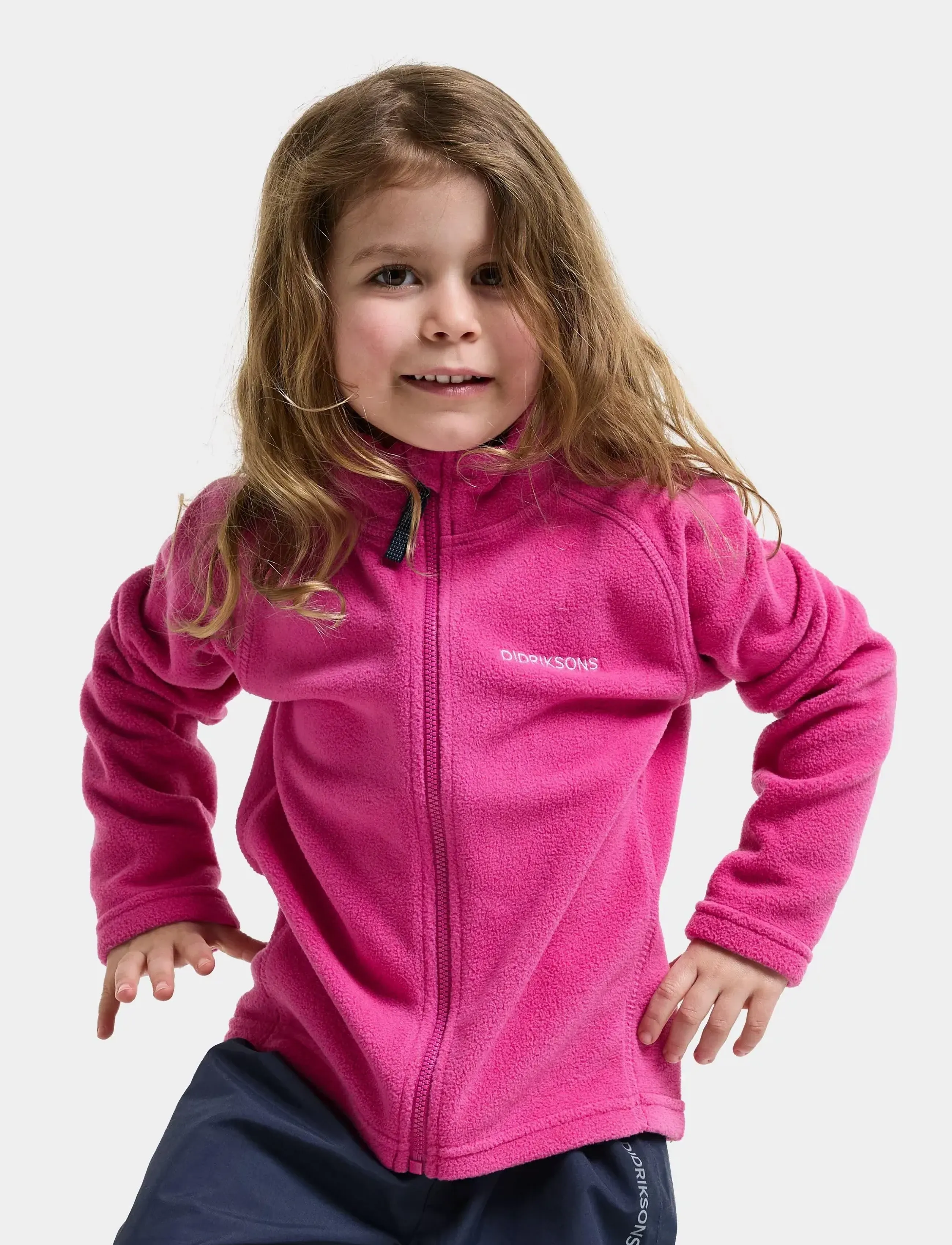 Didriksons Monte Kids' Full-Zip, Børn, Børne Fuld Lynlås Fleecejakke, Pink, Str: 110