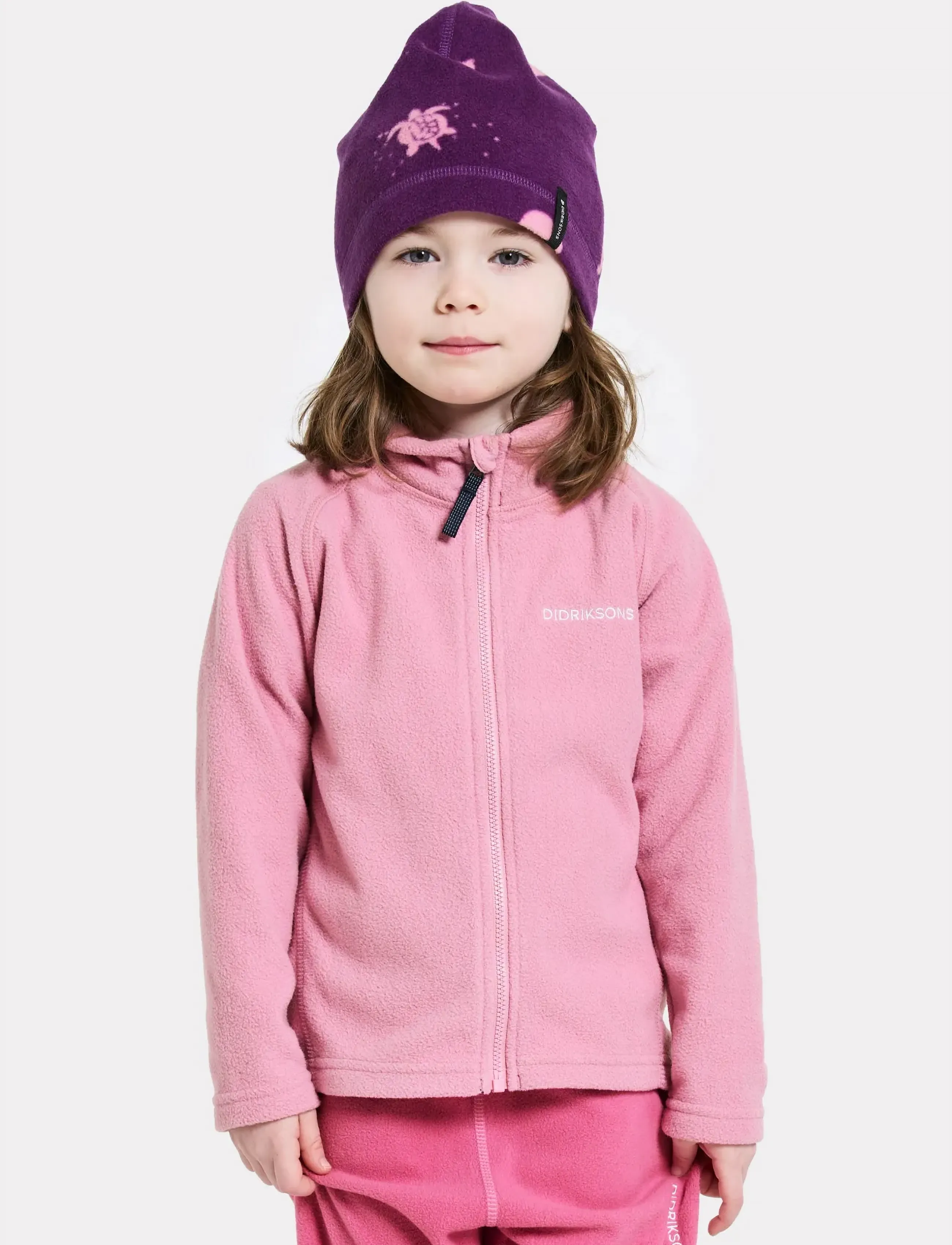 Didriksons Monte Kids' Full-Zip, Børn, Børne Fuld Lynlås Fleecejakke, Pink, Str: 110