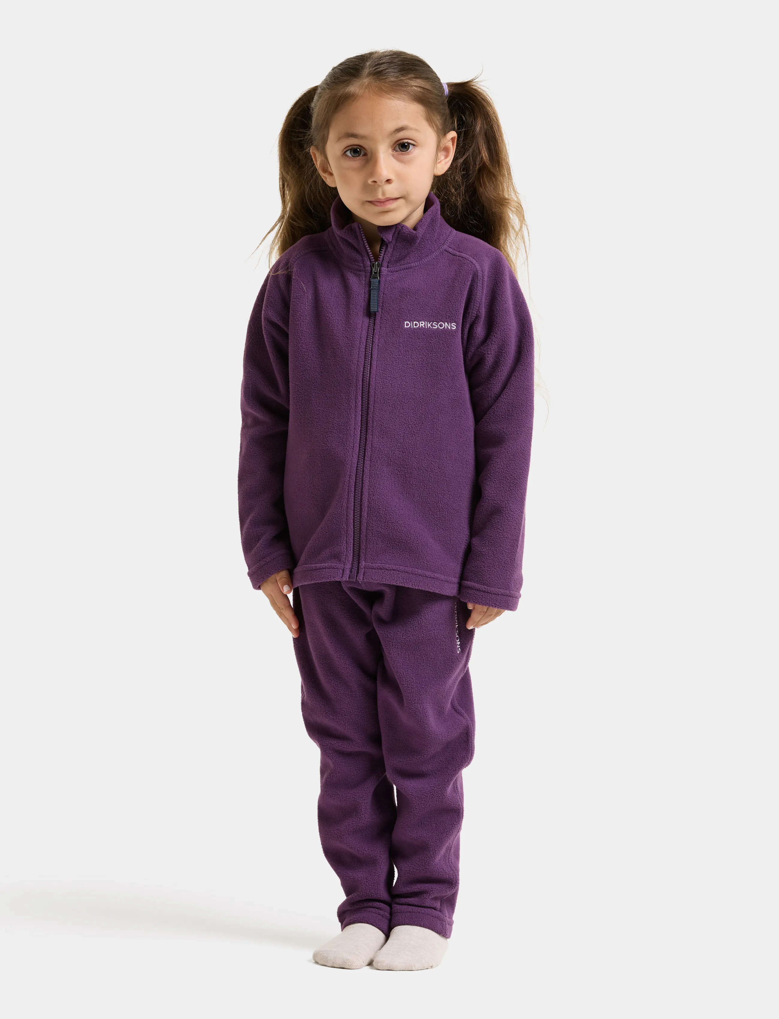 Didriksons Monte Kids' Full-Zip, 98, Purple, Yderbeklædning Af Fleece > Fleecejakker, Børn