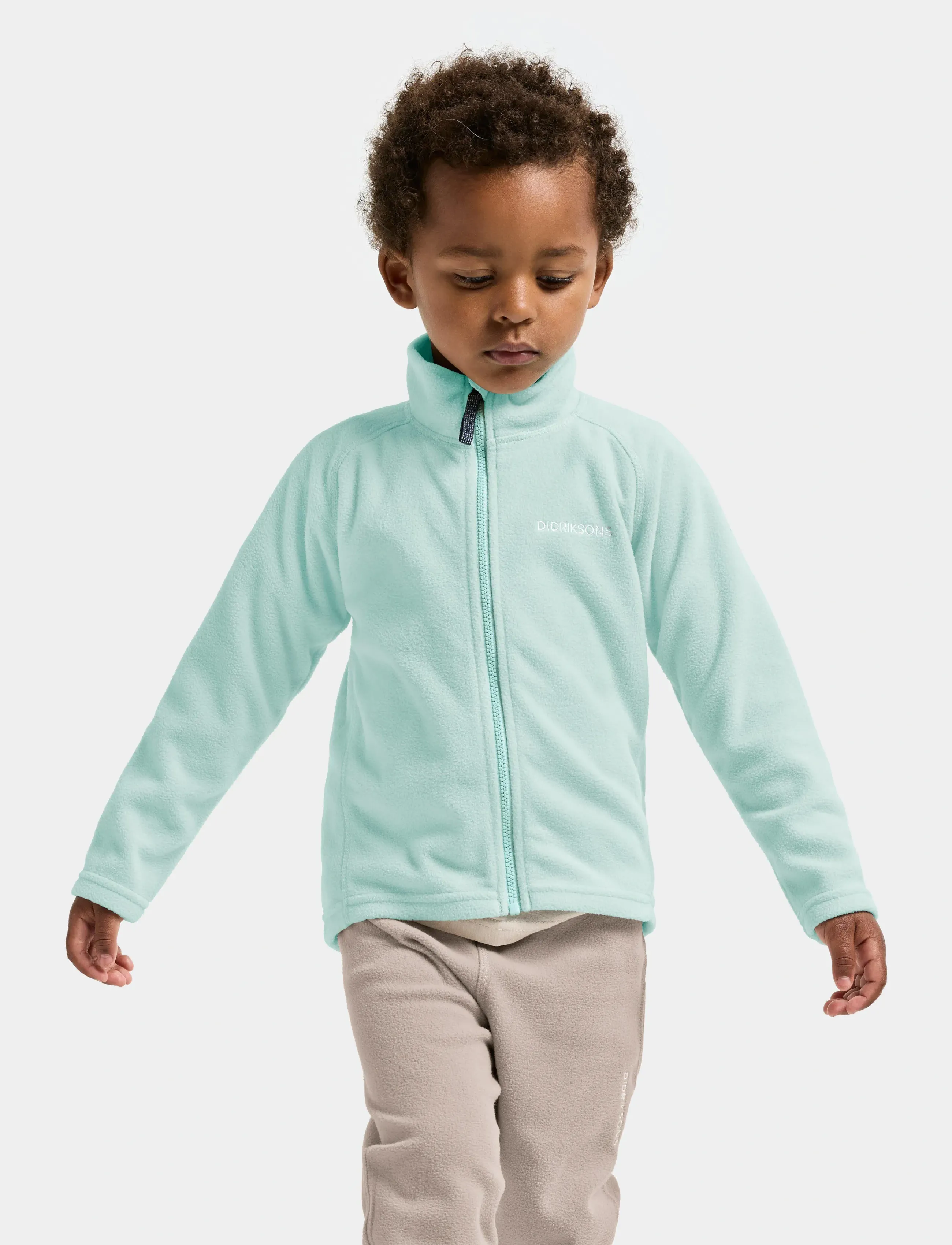 Didriksons Monte Kids' Full-Zip, Børn, Børne Fuld Lynlås Fleecejakke, Grøn, Str: 140