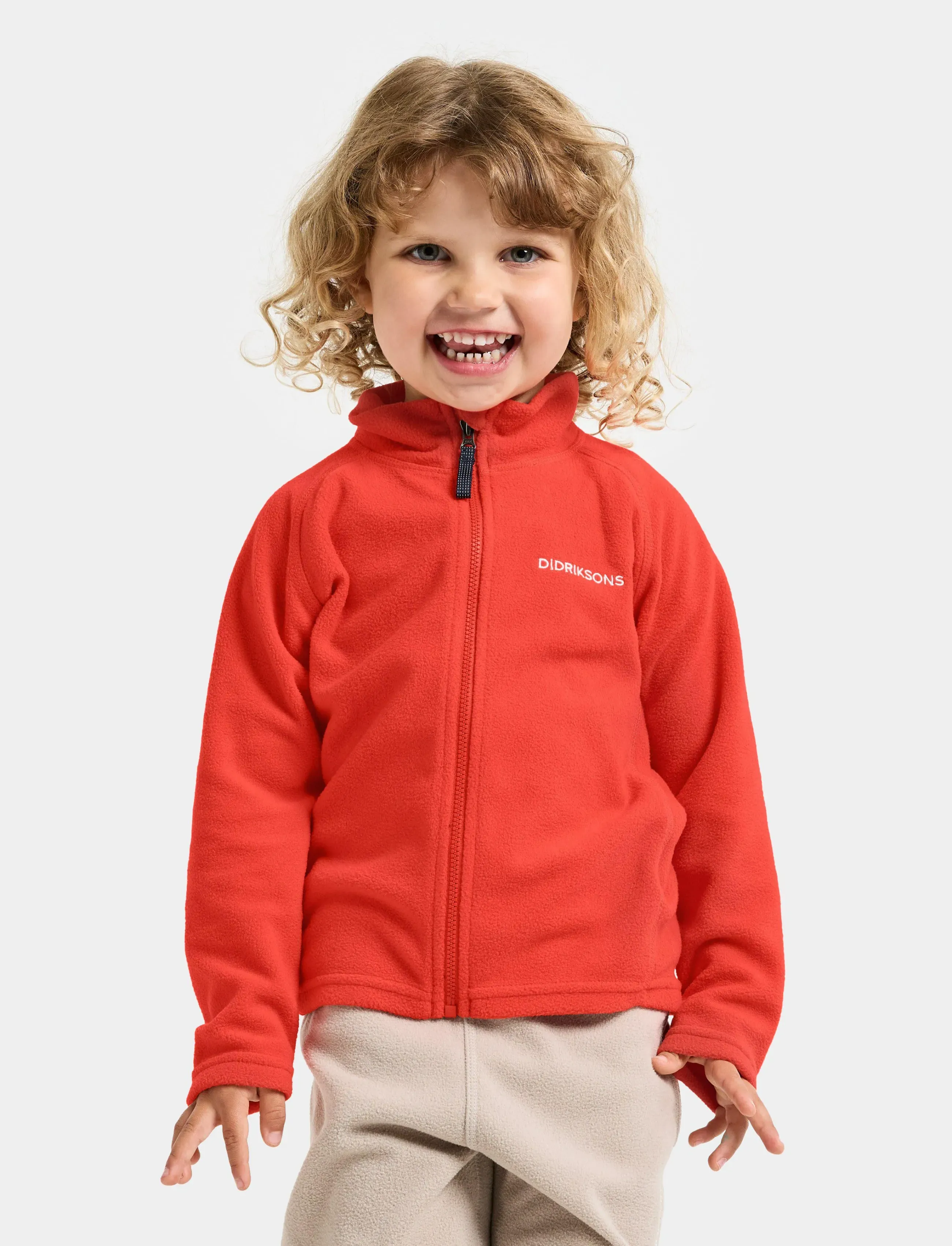 Didriksons Monte Kids' Full-Zip, 128, Red, Yderbeklædning Af Fleece > Fleecejakker, Børn