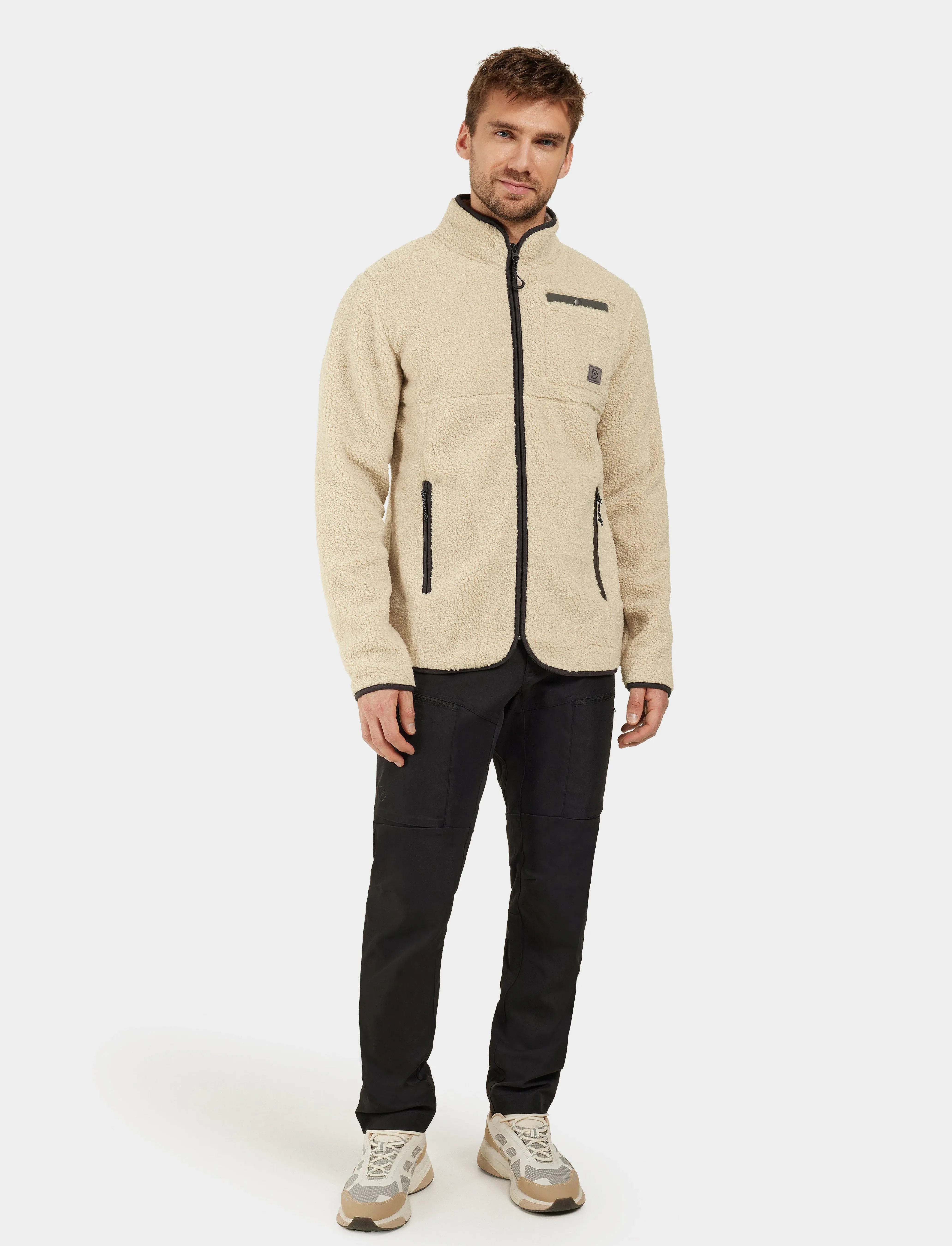 Didriksons Phoenix Full-Zip, Mænd, Fuld Lynlås Fleecejakke, Beige, Str: S