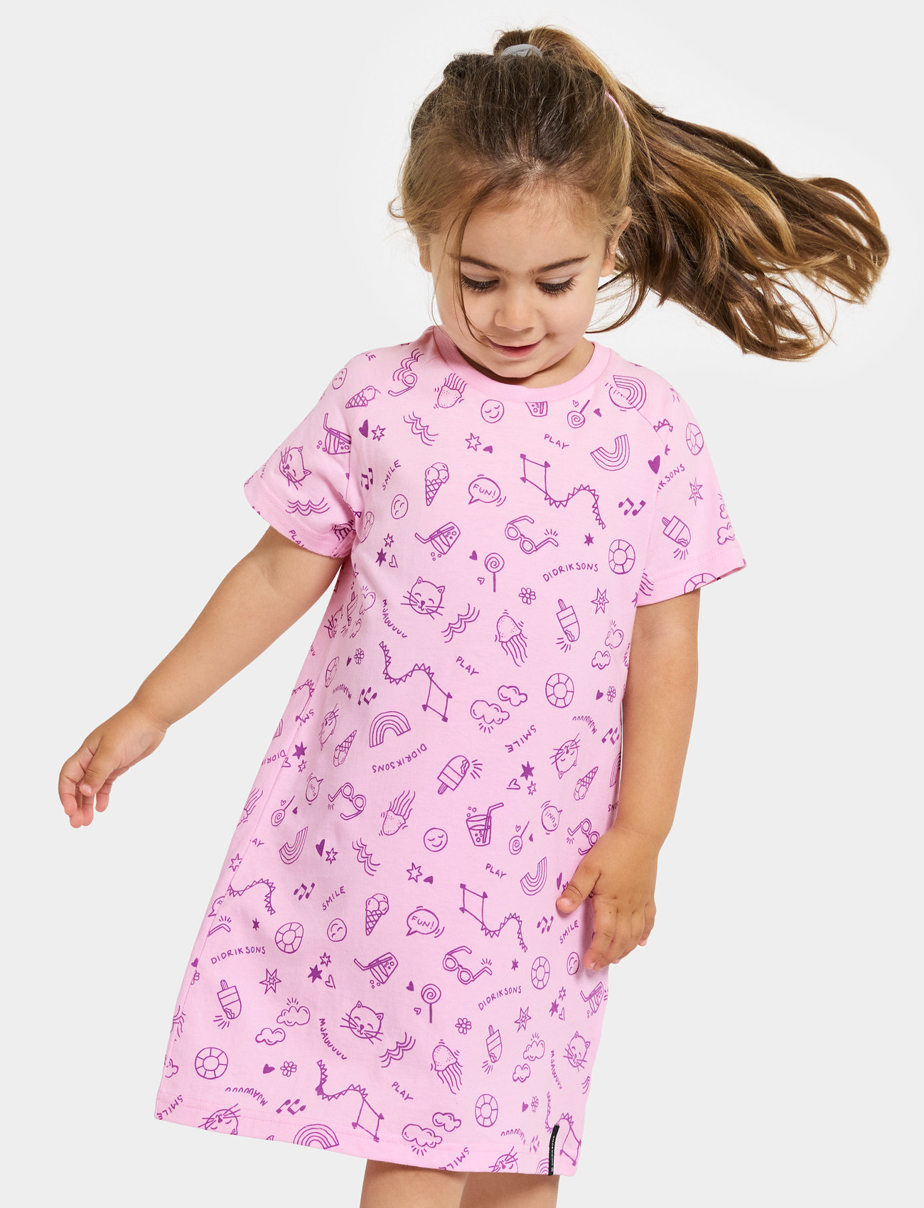 Didriksons - SMULTRON K DRESS - short-sleeved casual dresses - doodle orchid pink - 1