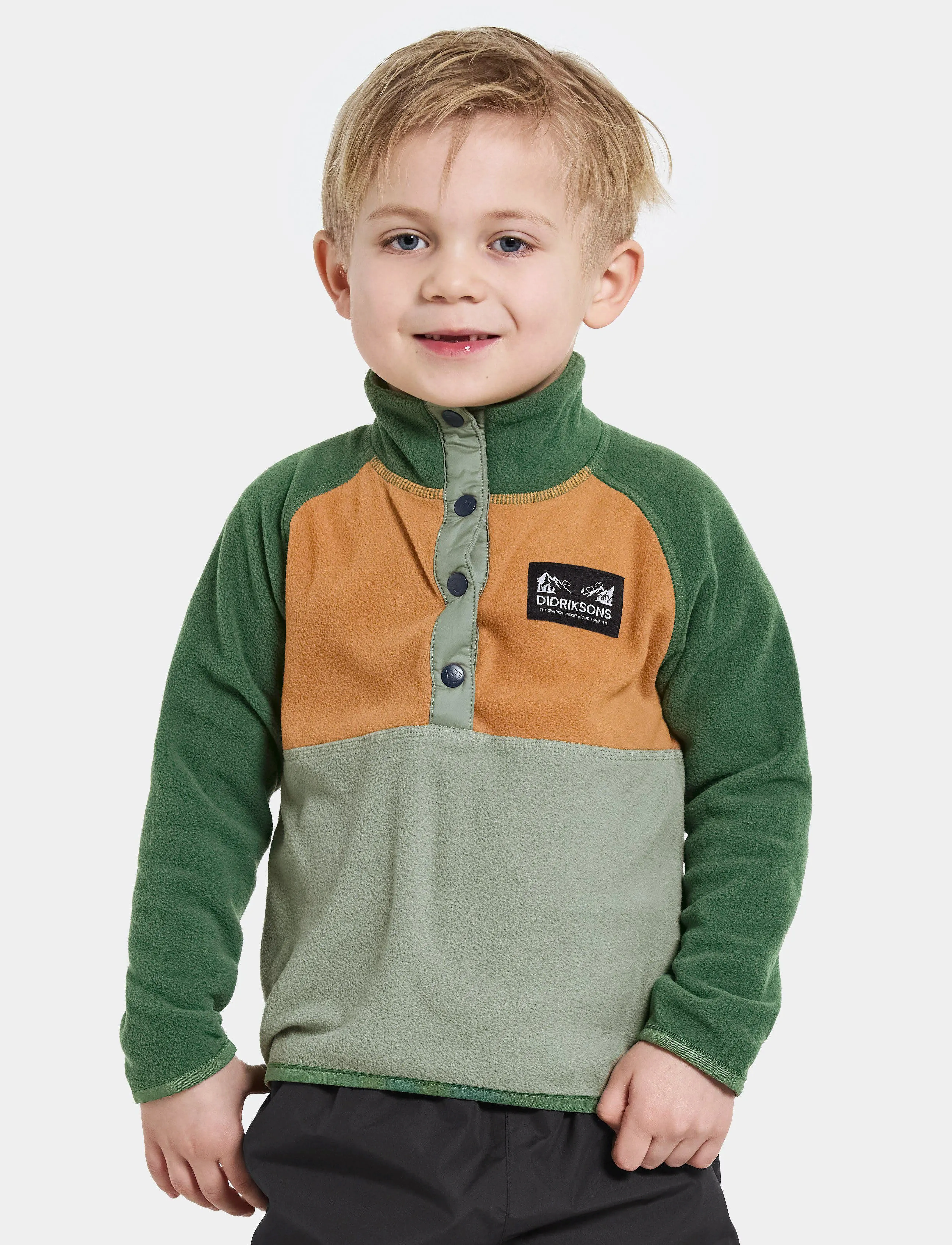 Didriksons MONTE KIDS HALF BU 4 - Fleece - LIGHT MOSS / multi