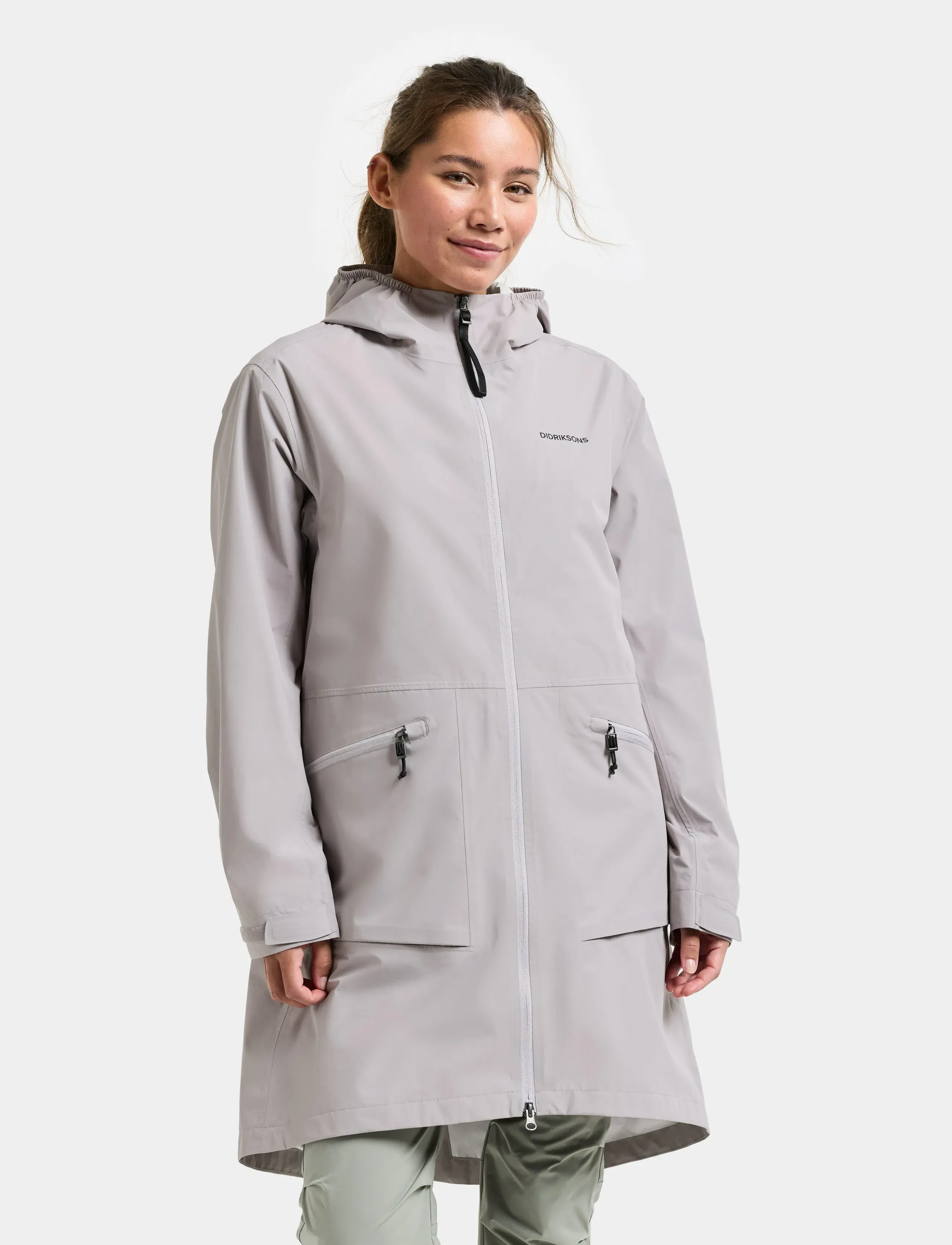 Didriksons Eliana Wns Parka, Kvinder, Parka, Grå, Str: 34