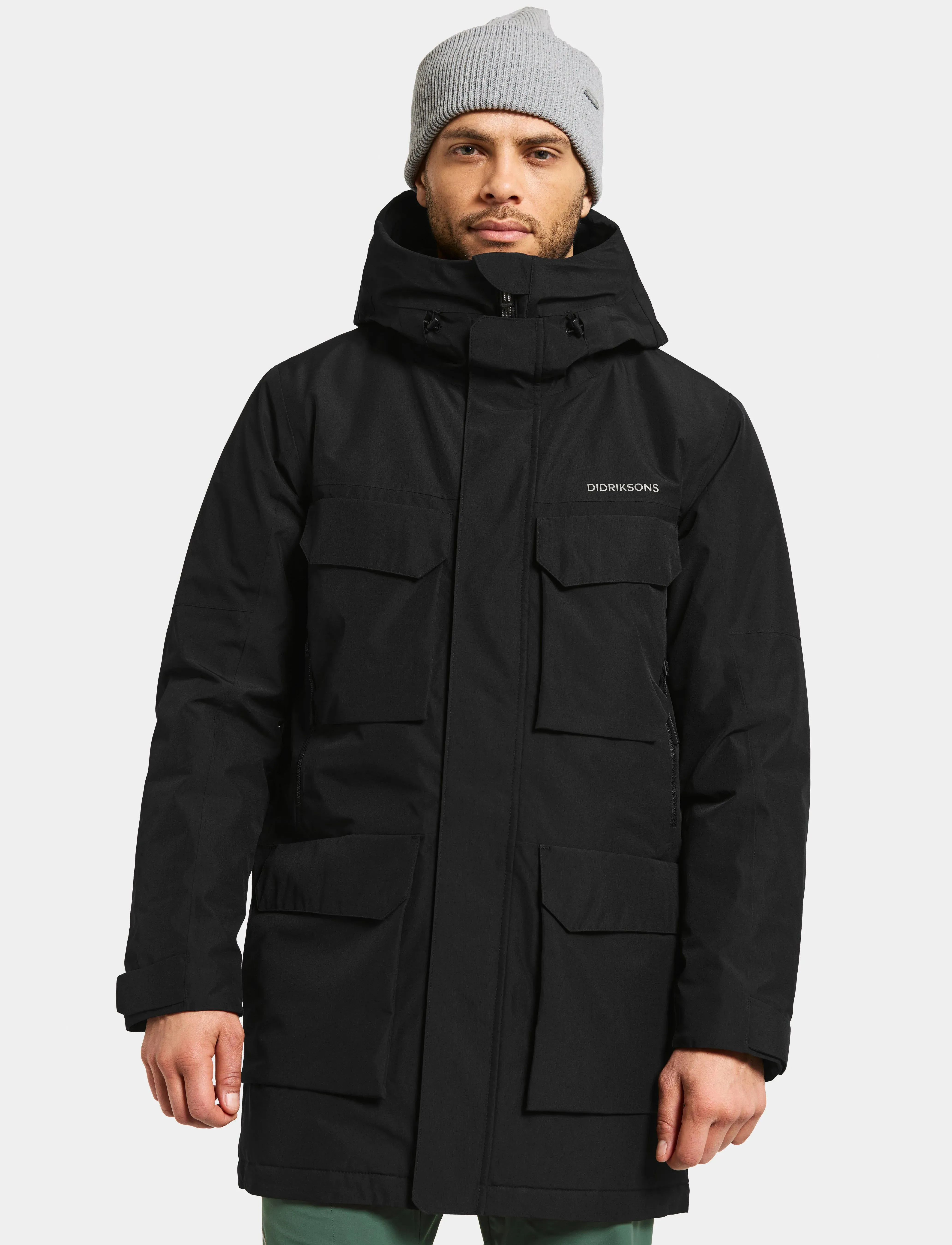 Didriksons Drew Usx Parka 8, Mænd, Hætteparka, Sort, Str: S