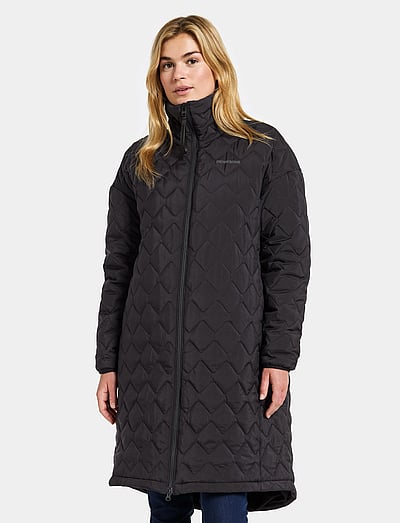 Didriksons NINO WNS PARKA LONG - Outerwear - BLACK / black