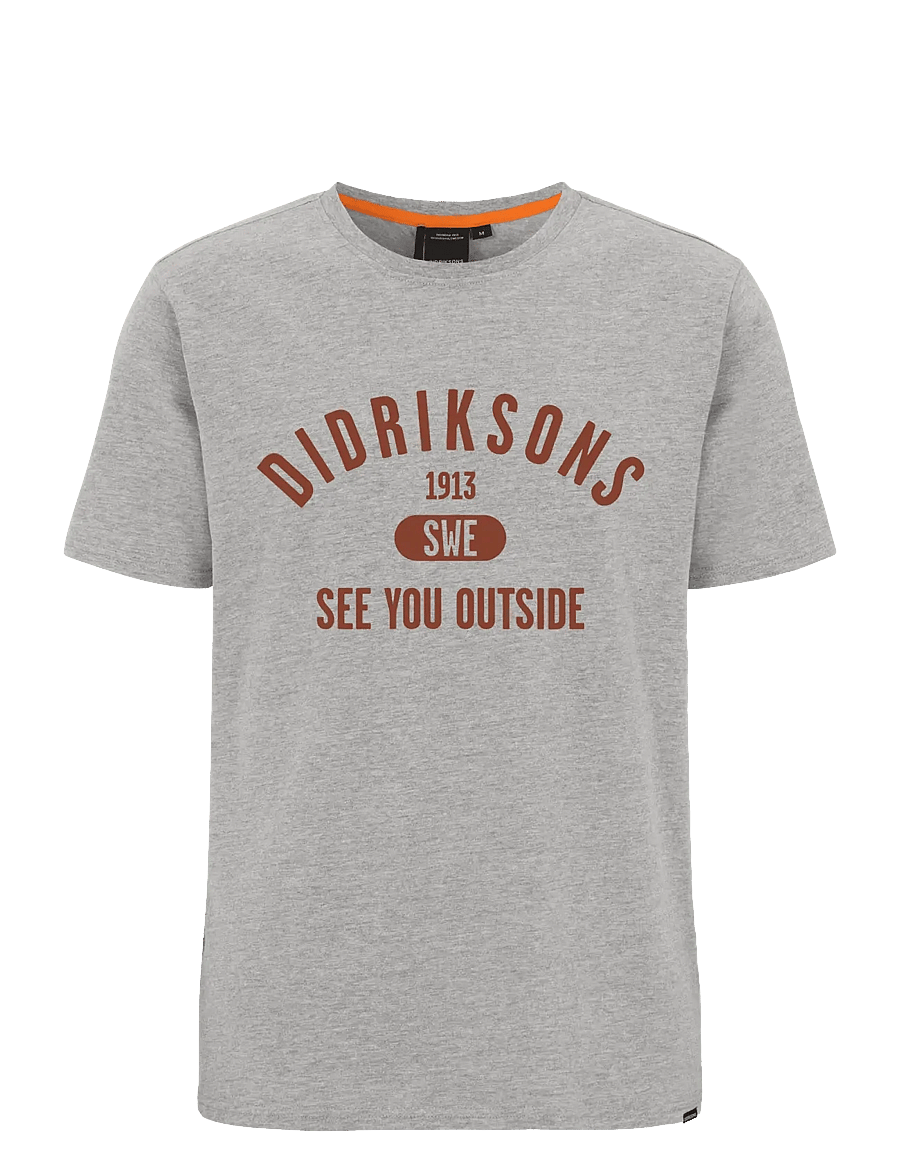 Didriksons - HARALD USX T-SH COL - t-shirts - grey melange - 1