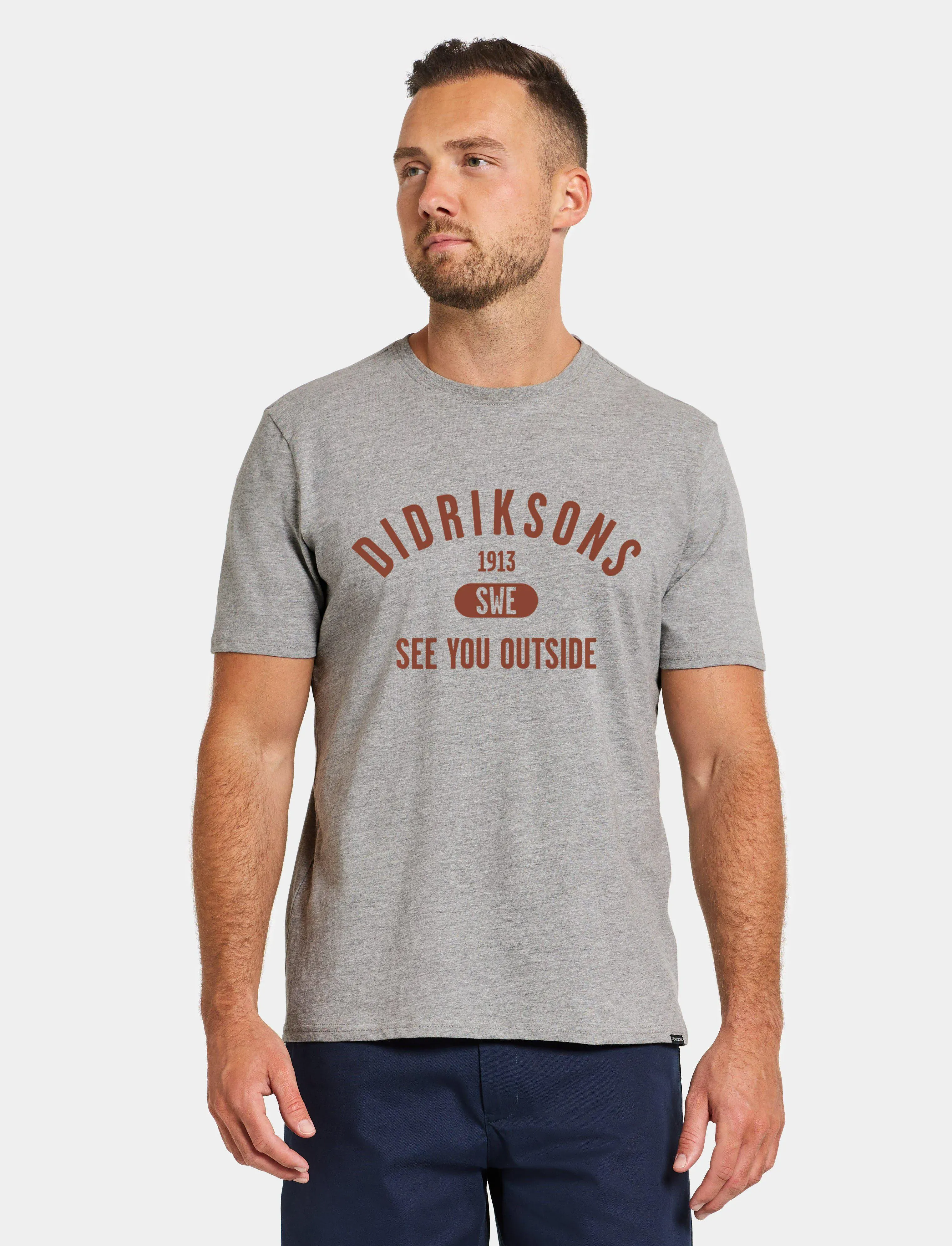 Didriksons Harald Usx T-Sh Col, Mænd, Grafisk T-shirt, Grå, Str: XL