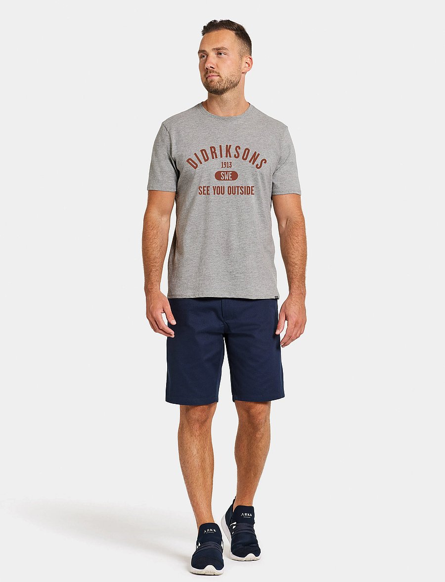 Didriksons - HARALD USX T-SH COL - t-shirts - grey melange - 3