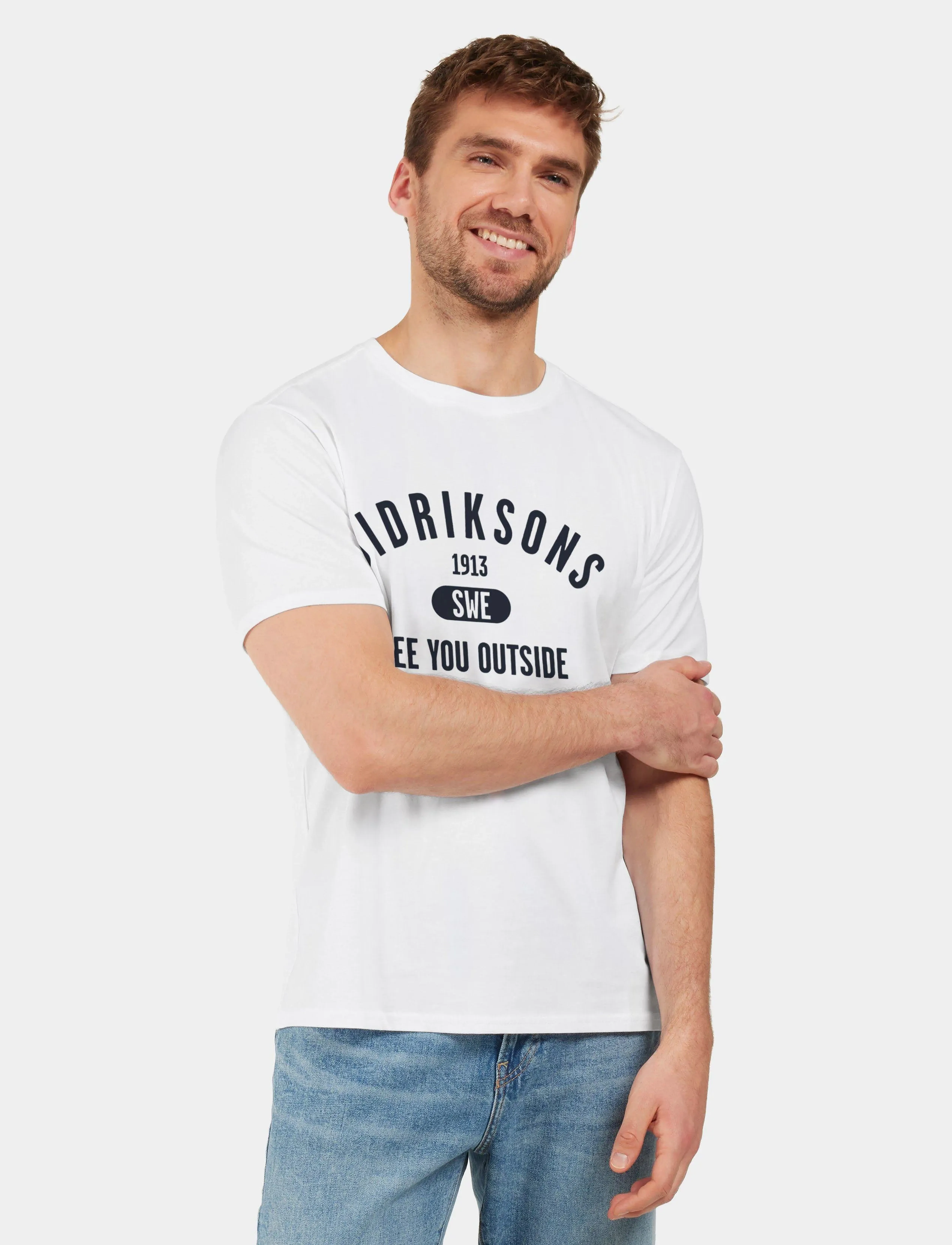 Didriksons Harald Usx T-Sh Col, Mænd, Grafisk T-shirt, Hvid, Str: L