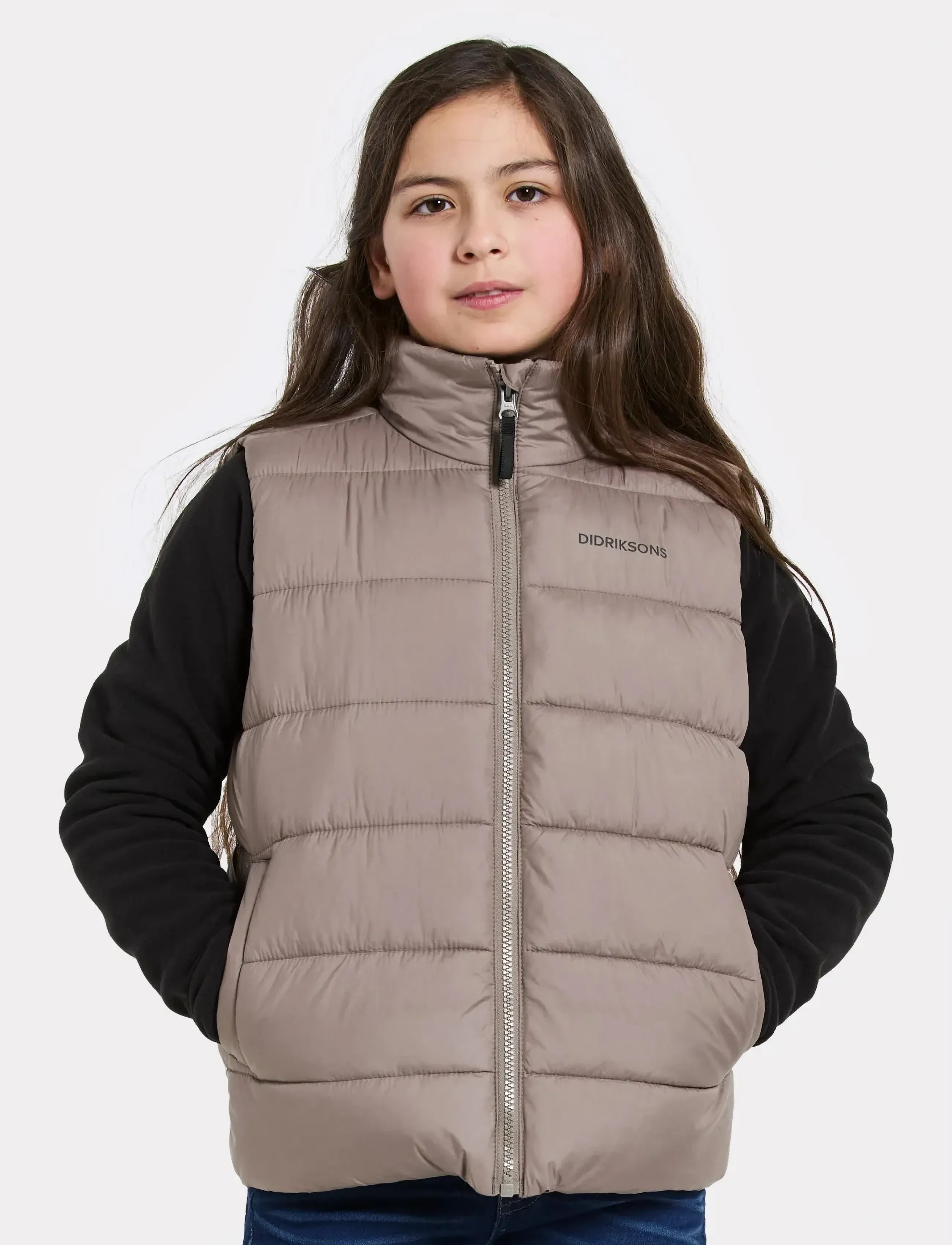 Didriksons Kilo Kids Vest 2, 160, Beige, Overtøj > Udendørs Veste, Børn