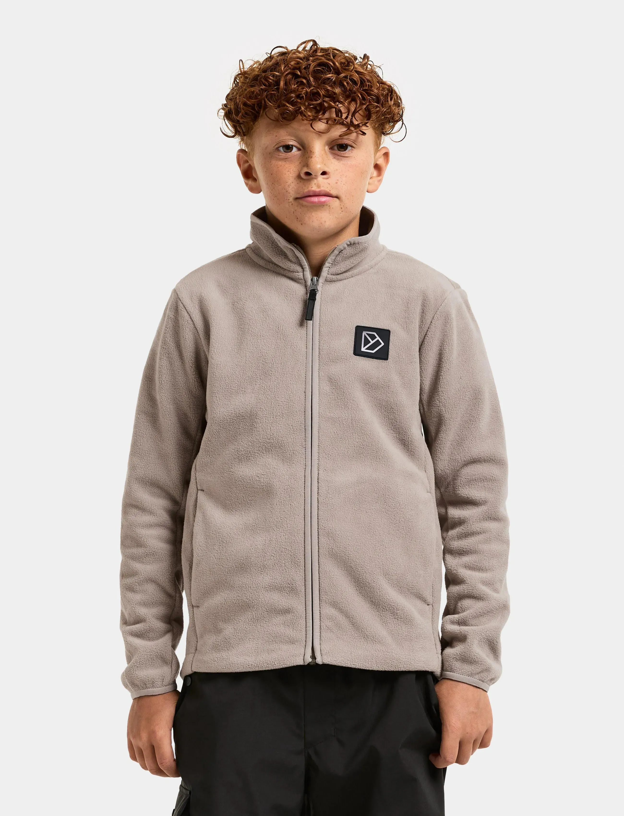Didriksons Malakit Windproof Kids' Full-Zip, Børn, Fuld Lynlås Fleecejakke, Beige, Str: 140