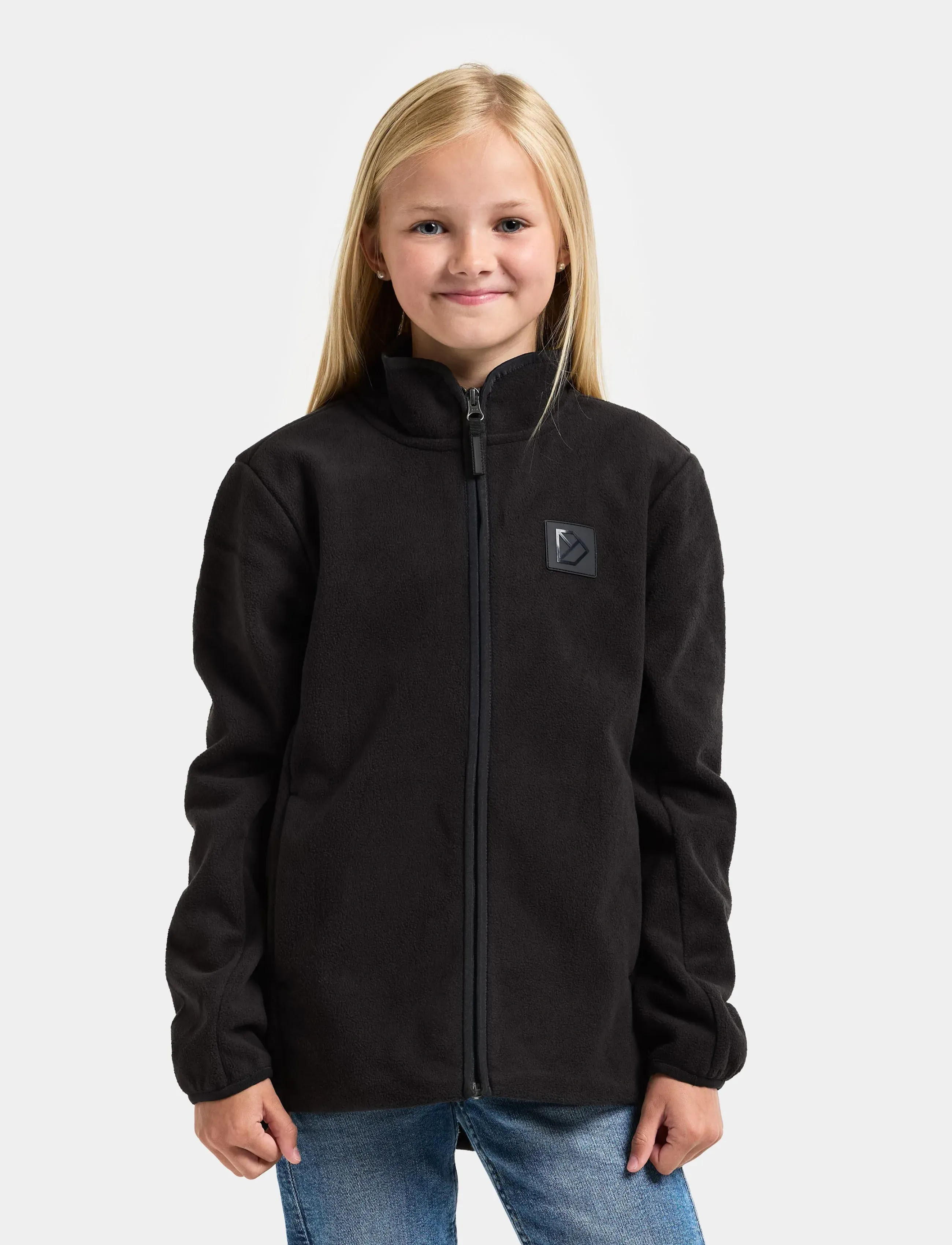 Didriksons Malakit Windproof Kids' Full-Zip, Børn, Fuld Lynlås Fleecejakke, Sort, Str: 160