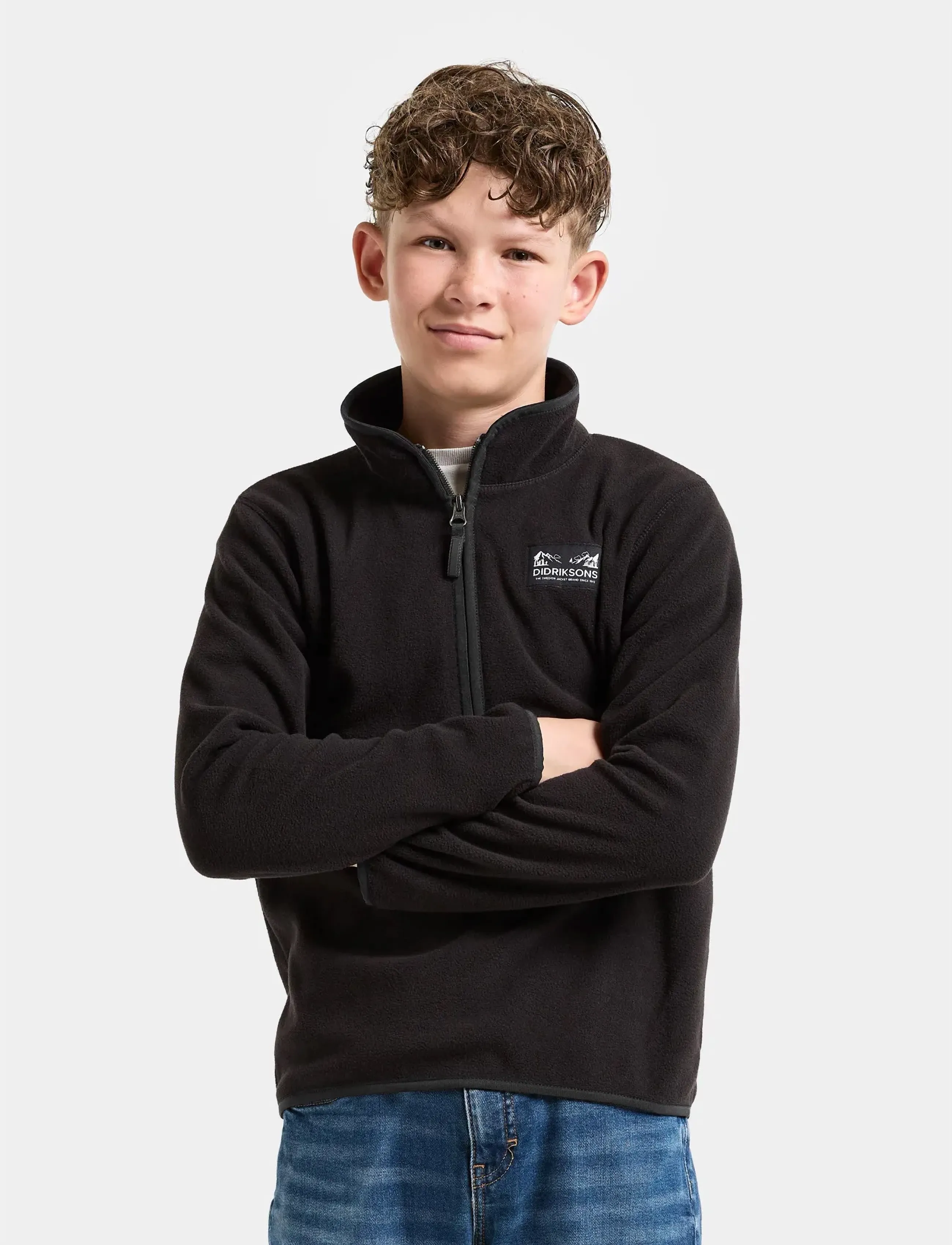 Didriksons Rubi Kids Hz, 128, Fleece Oberbekleidung, Schwarz - Jackets, Kinder