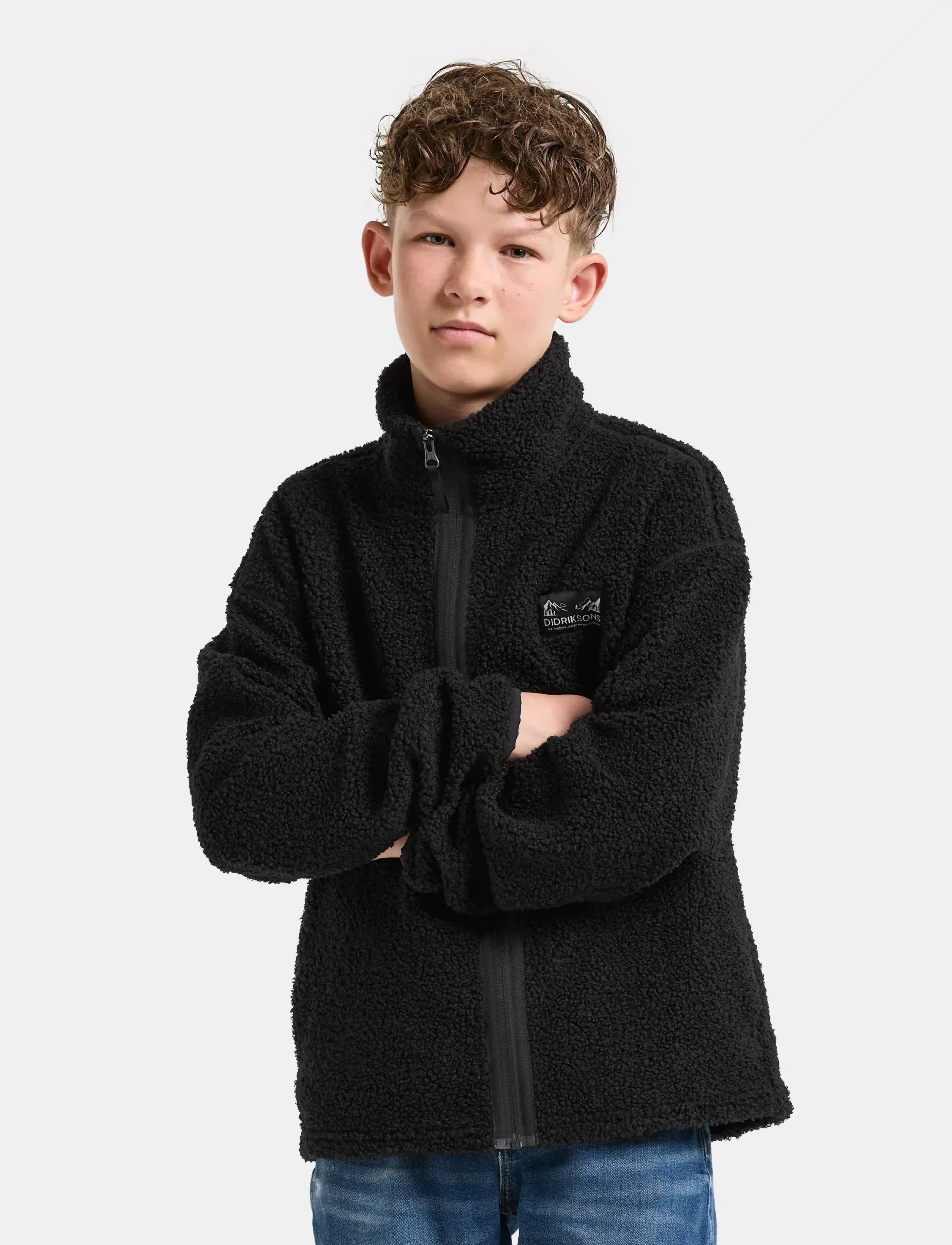 Didriksons Zir Kids Fz, Børn, Børne Teddy Fleecejakke, Sort, Str: 122
