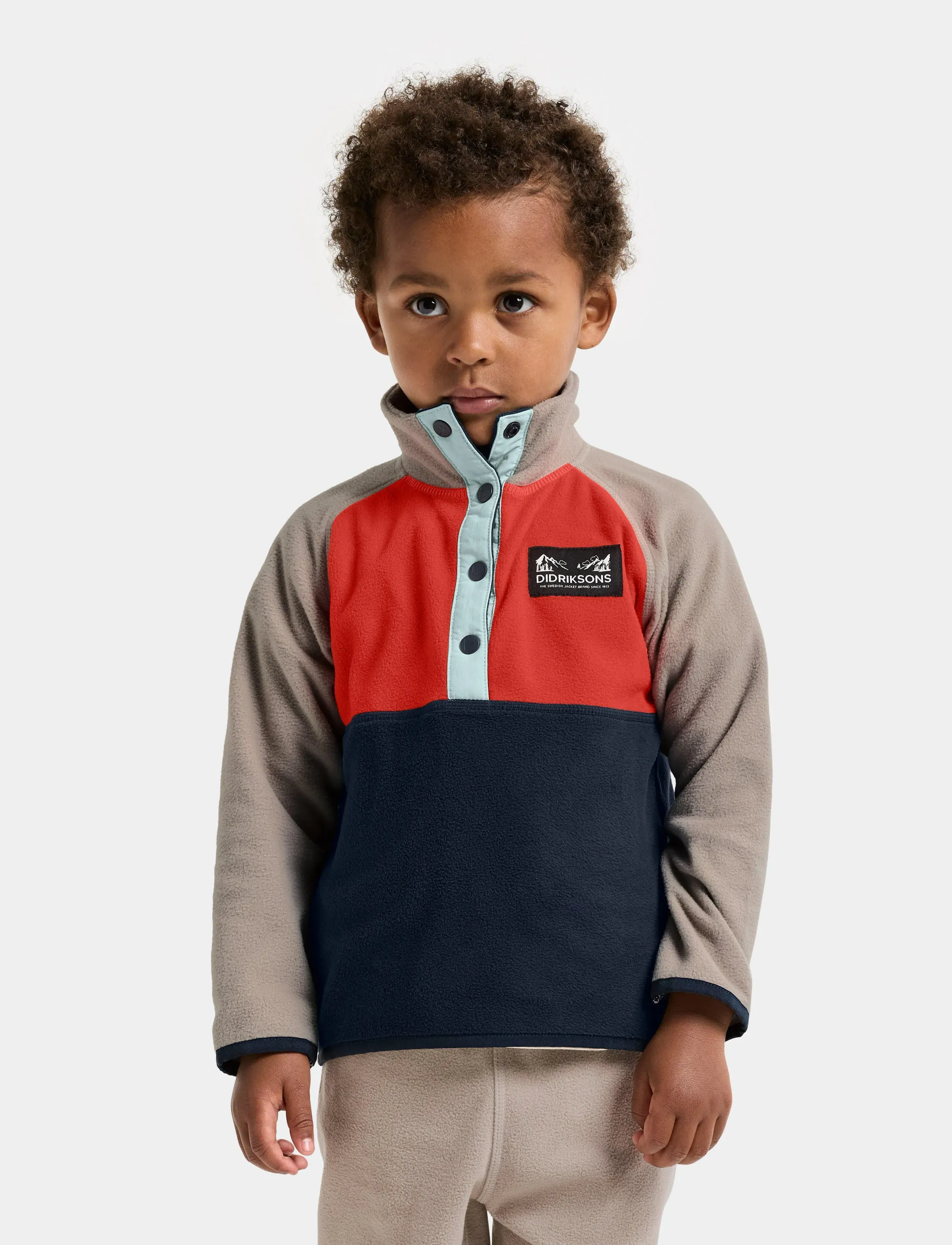Didriksons Monte Kids Half Bu 5, Børne Fleece Trøje Med Knaplukning, Orange, Str: 98