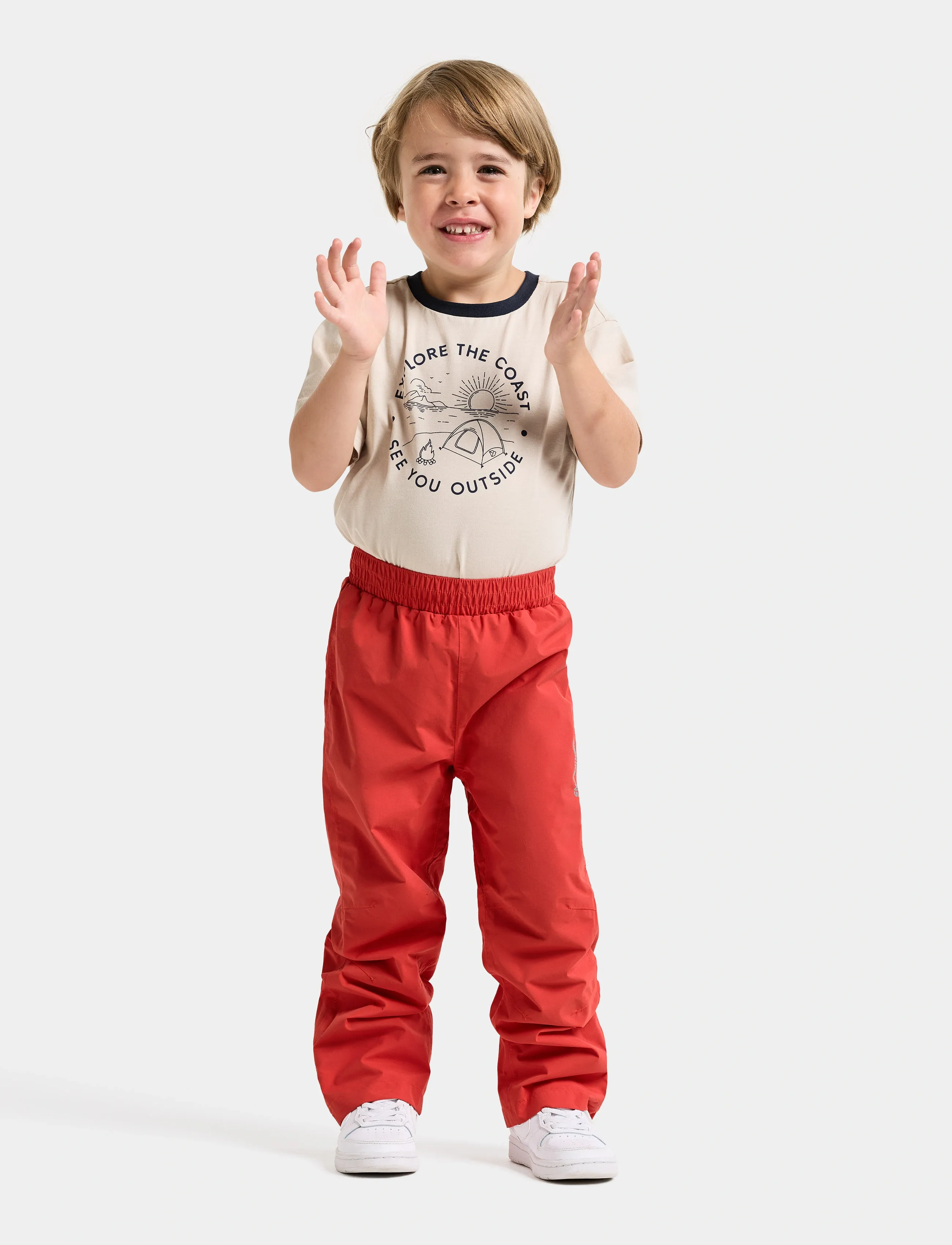 Didriksons Avan Kids Pants 2, Børn, Børne Regnbukser, Rød, Str: 92