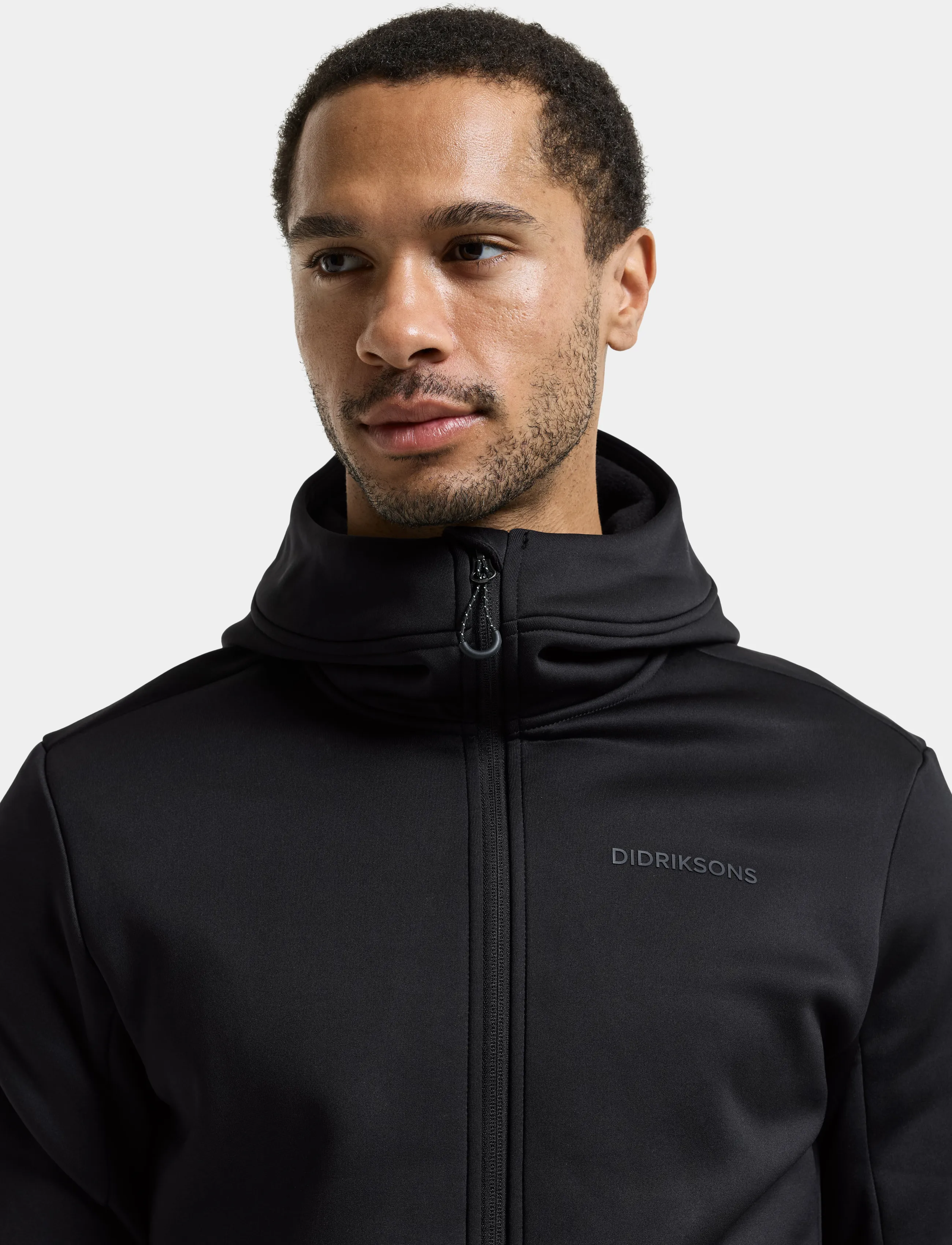 Didriksons Field Full-Zip, Mænd, Hættejakke med Fuld Lynlås, Sort, Str: S