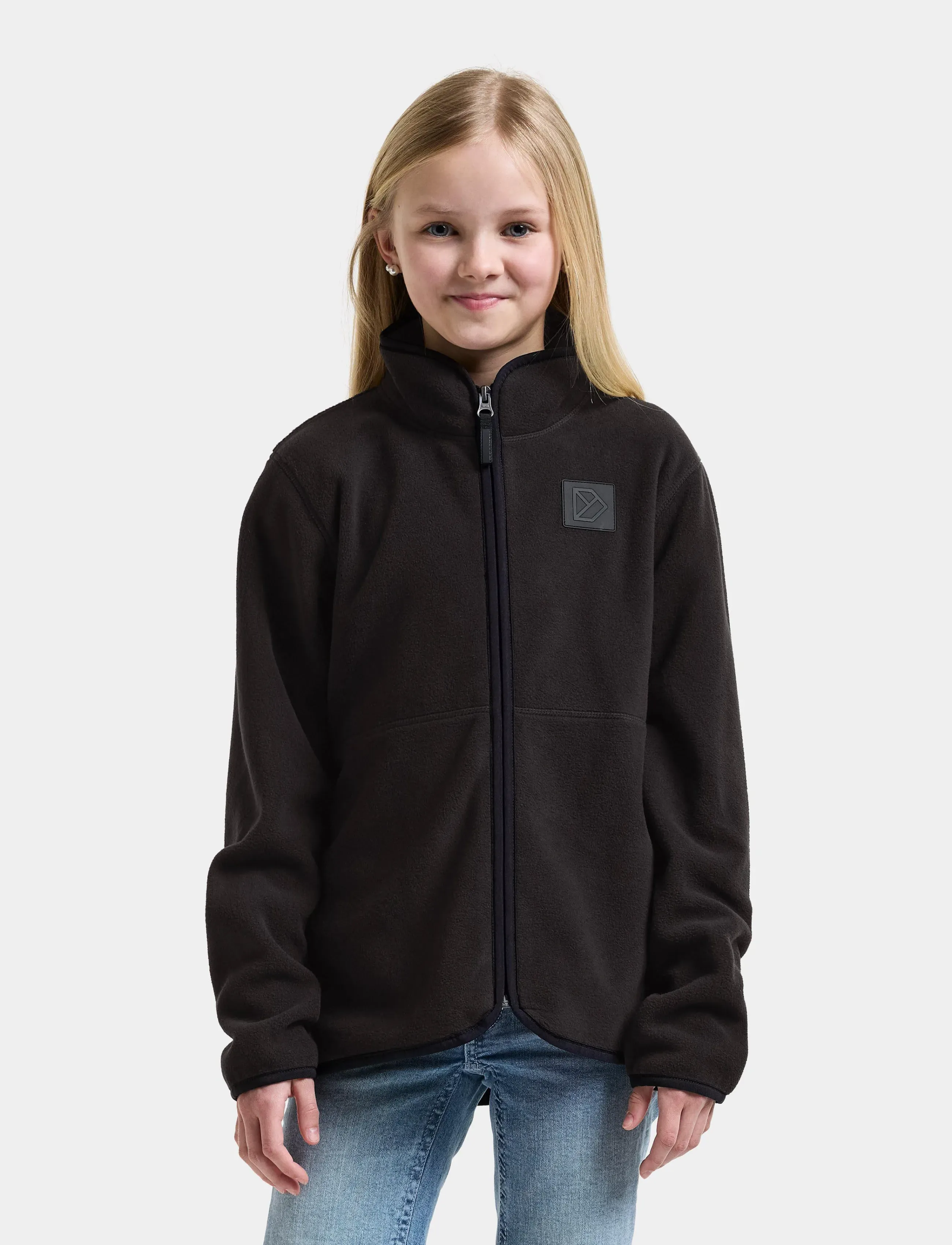 Didriksons Rubi Kids' Full-Zip, 128, Fleece Oberbekleidung, Schwarz - Jackets, Kinder