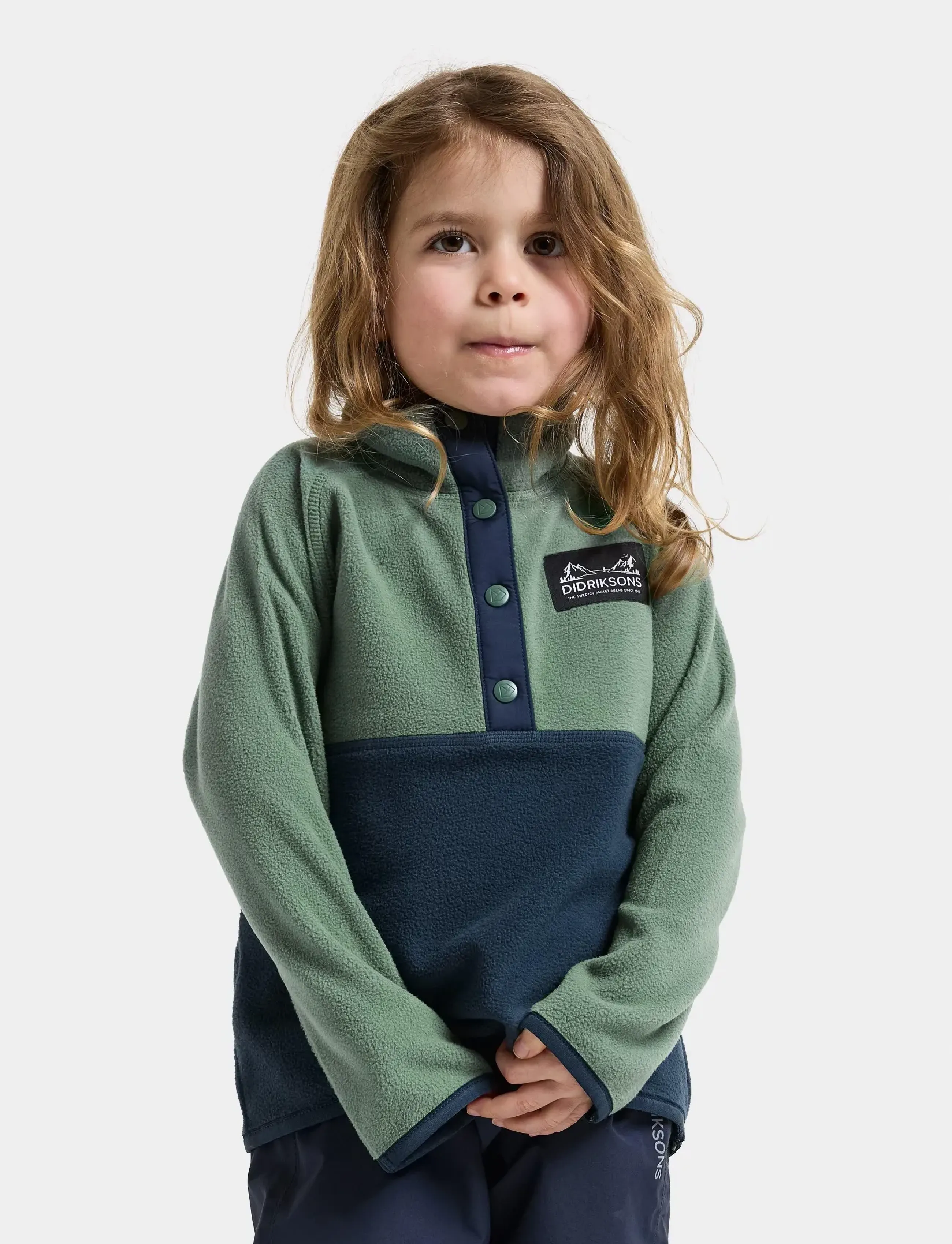 Didriksons Monte Kids' Half Button - Didriksons - DARK MOSS / khaki/green