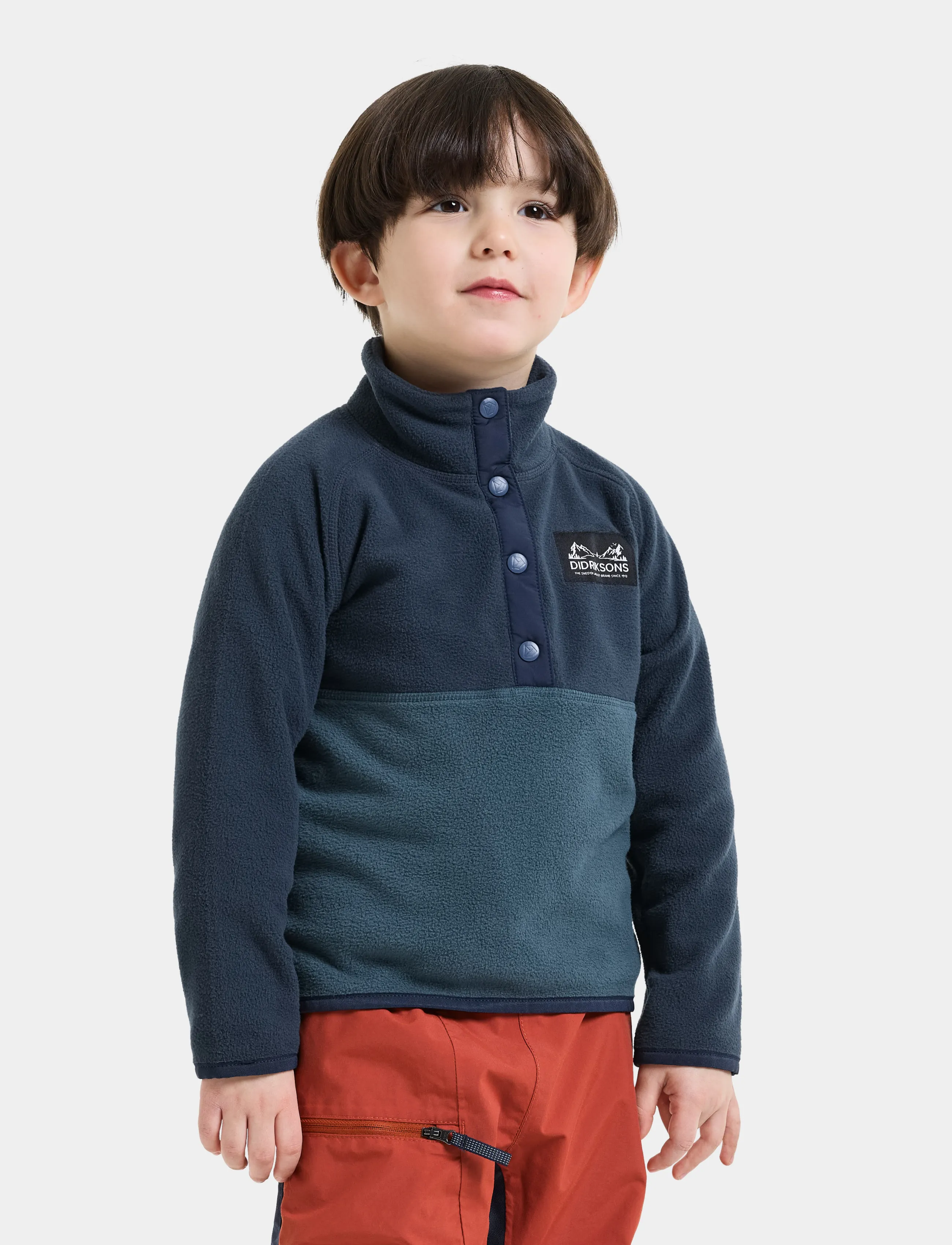 Didriksons Monte Kids' Half Button, 80, Blue, Yderbeklædning Af Fleece > Fleecejakker, Børn