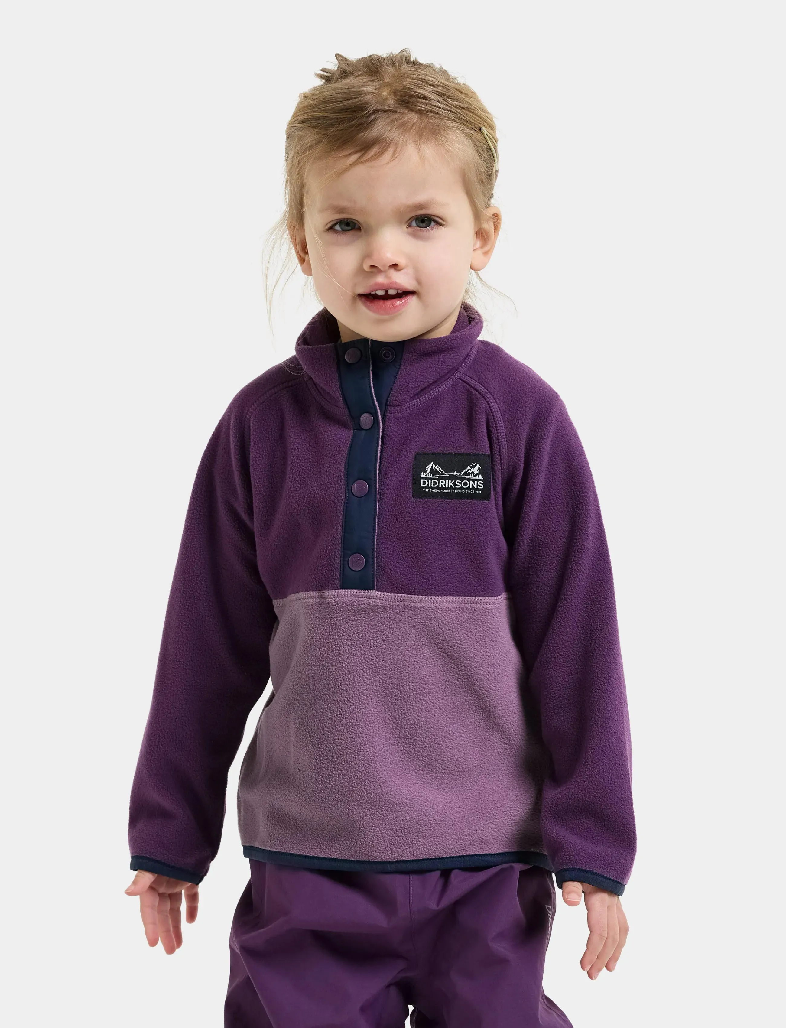 Didriksons Monte Kids' Half Button, 80, Fleece Oberbekleidung, Lila - Jackets, Kinder