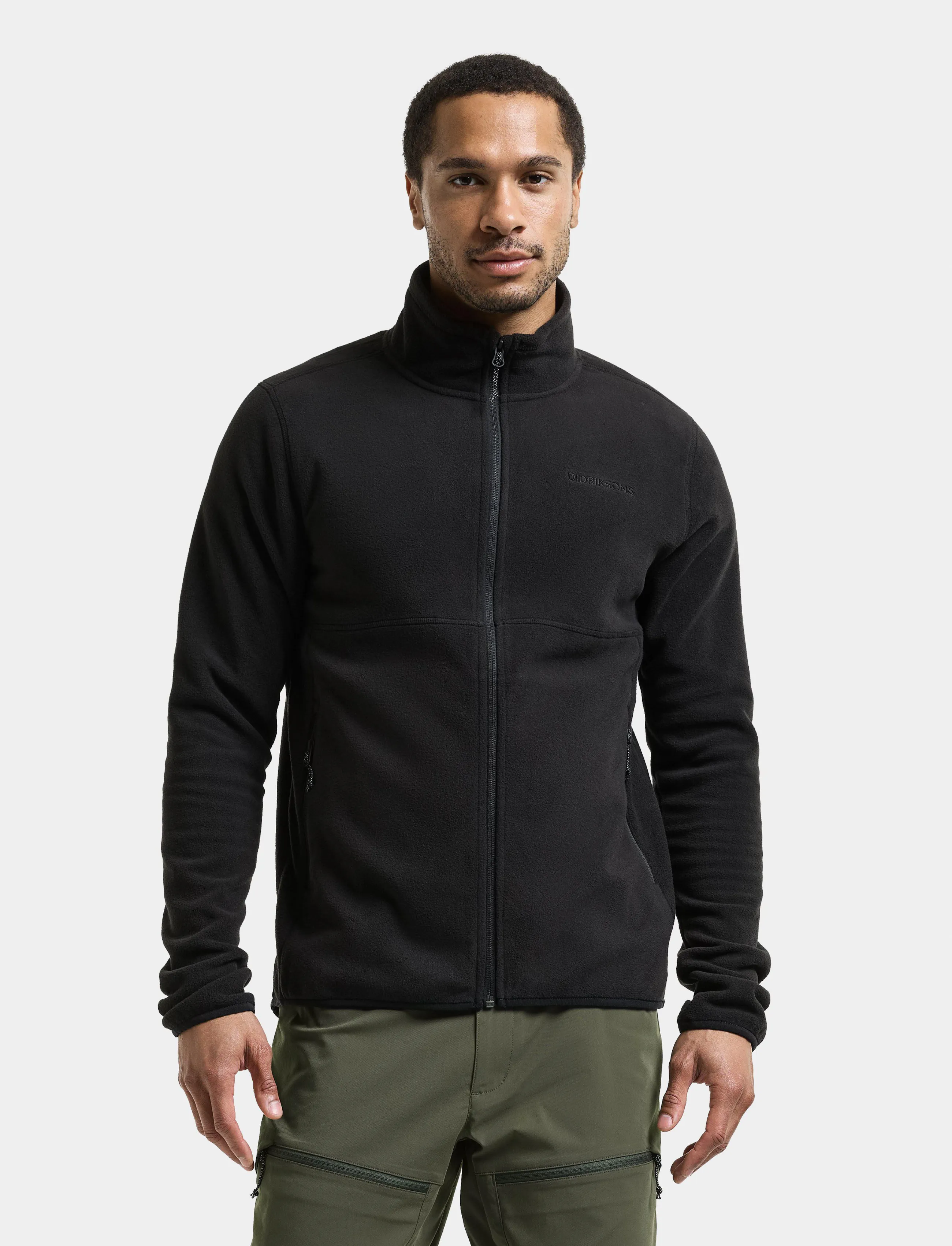 Didriksons Vito Full-Zip, Mænd, Fuld Lynlås Fleecejakke, Sort, Str: XL
