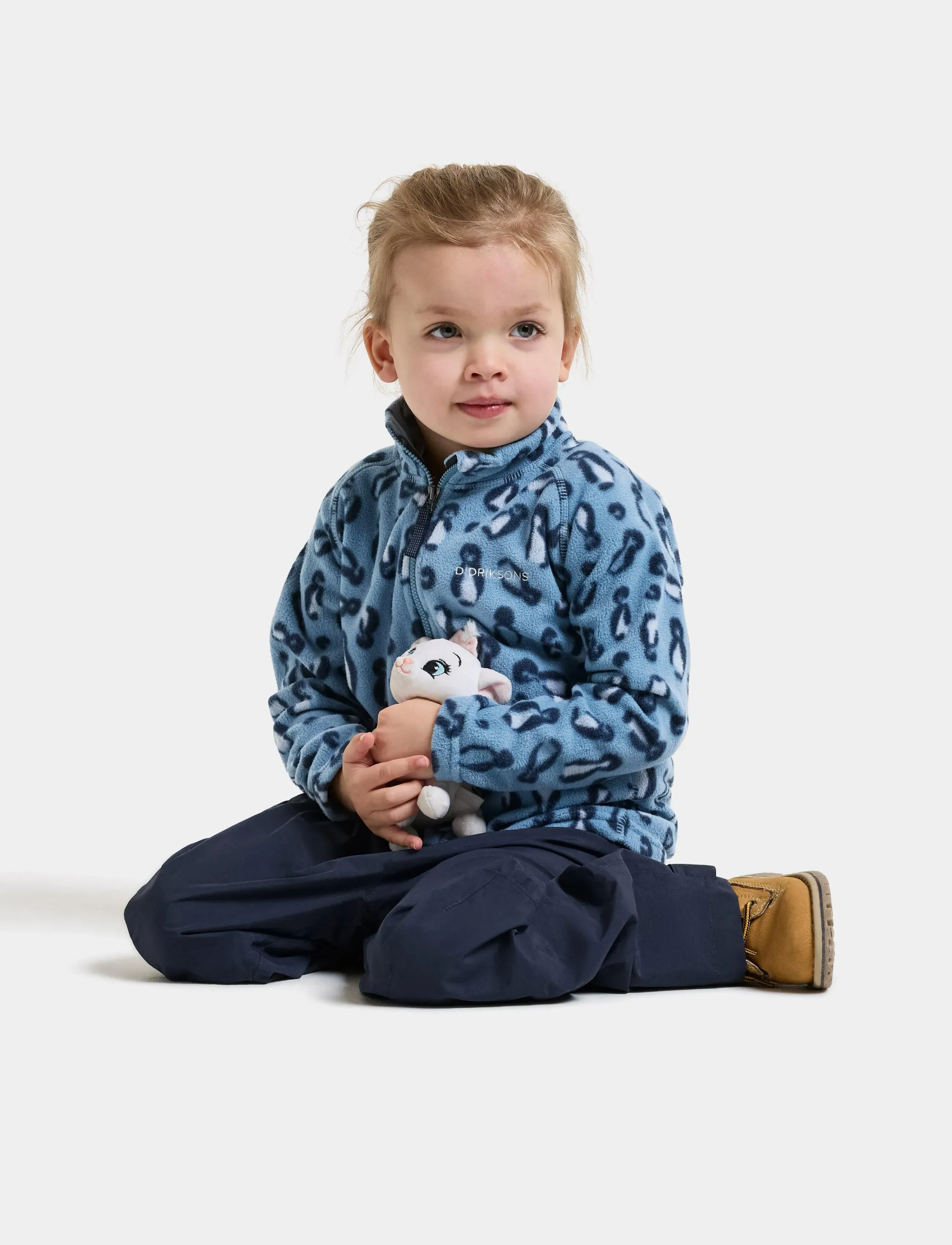 Didriksons Monte Printed Kids' Full-Zip, 80, Blue, Yderbeklædning Af Fleece > Fleecejakker, Børn
