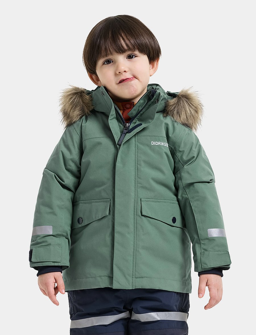 Didriksons - Bjärven Kids' Parka - isolerade jackor - dark moss - 0