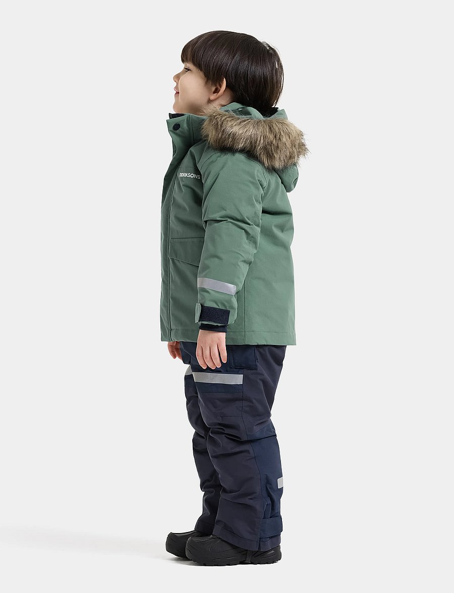 Didriksons - Bjärven Kids' Parka - isolerade jackor - dark moss - 3