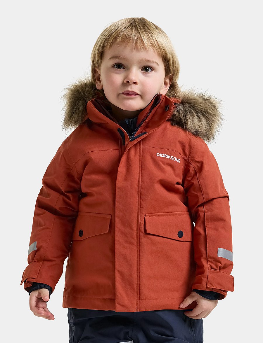 Didriksons - Bjärven Kids' Parka - insulated jackets - rust - 0