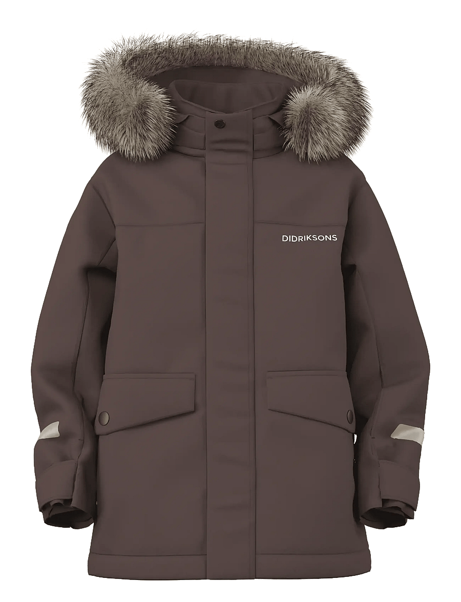 Didriksons - Bjärven Kids' Parka - insulated jackets - shadow brown - 1