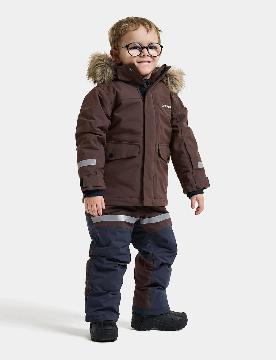 Didriksons - Bjärven Kids' Parka - insulated jackets - shadow brown - 0