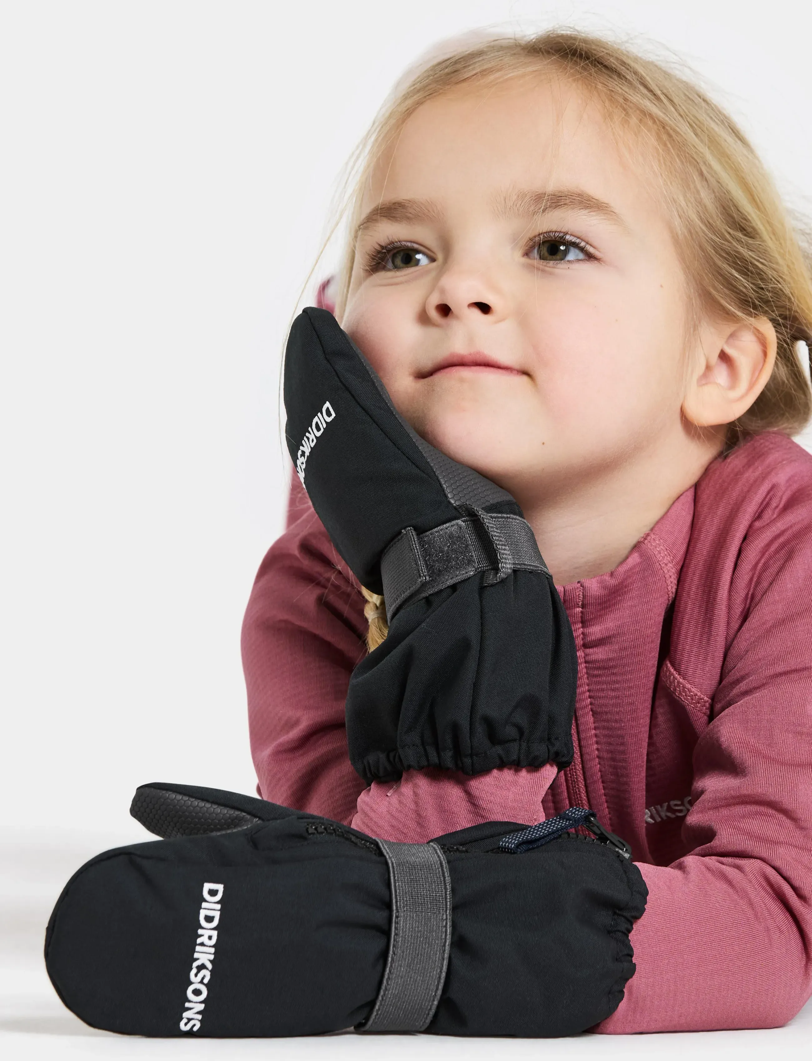 Didriksons Biggles Kids' Zip Mittens, Børn, Lynlåsluffer, Sort, Str: 2-4