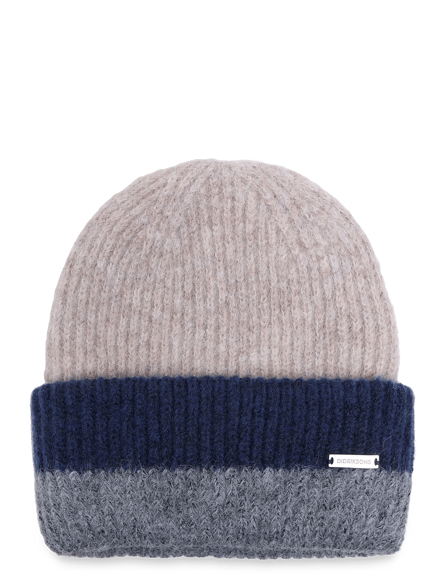 Didriksons - Malin Striped Beanie - kootud mütsid - beige mel multicolour - 1