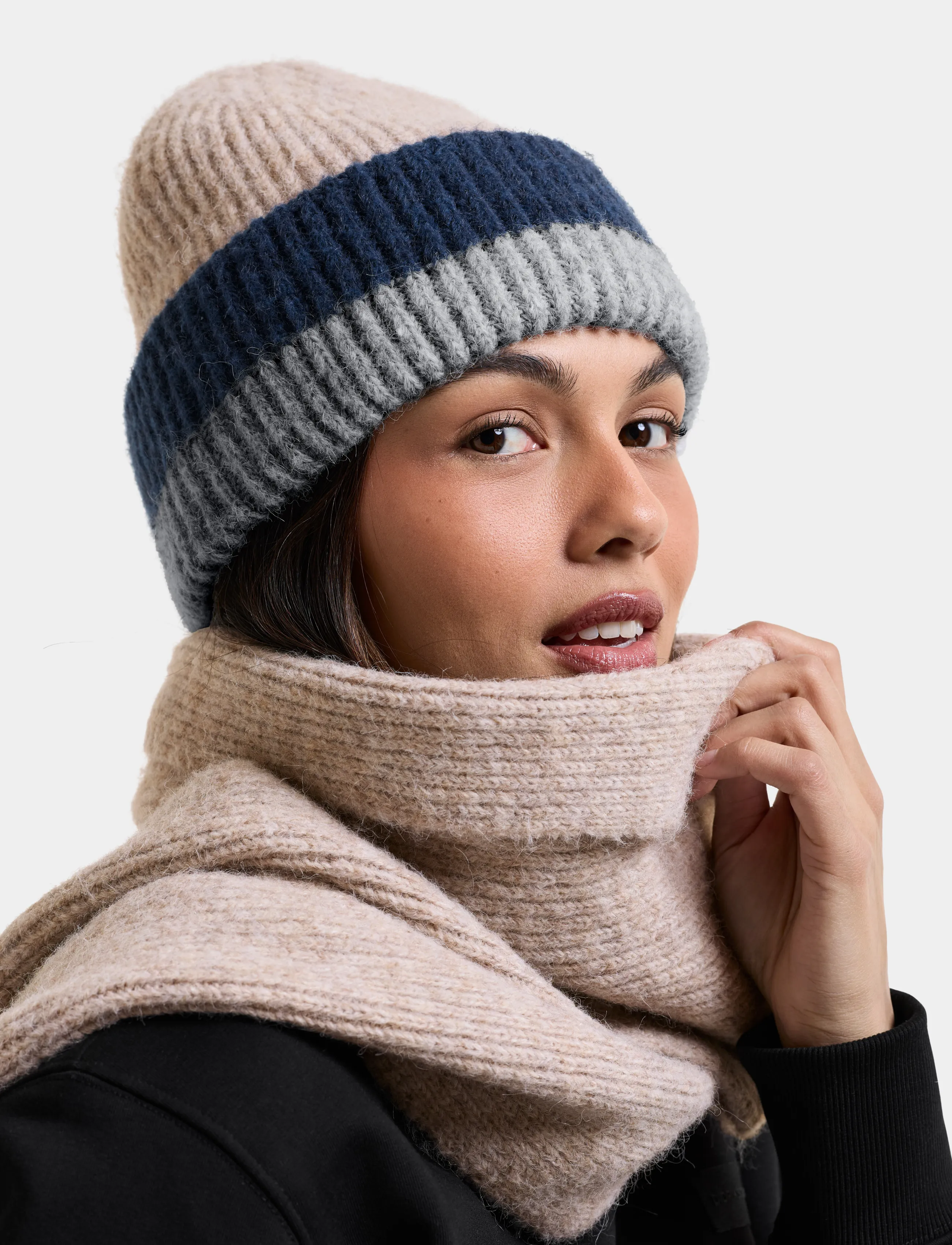 Didriksons - Malin Striped Beanie - mützen - beige mel multicolour - 0