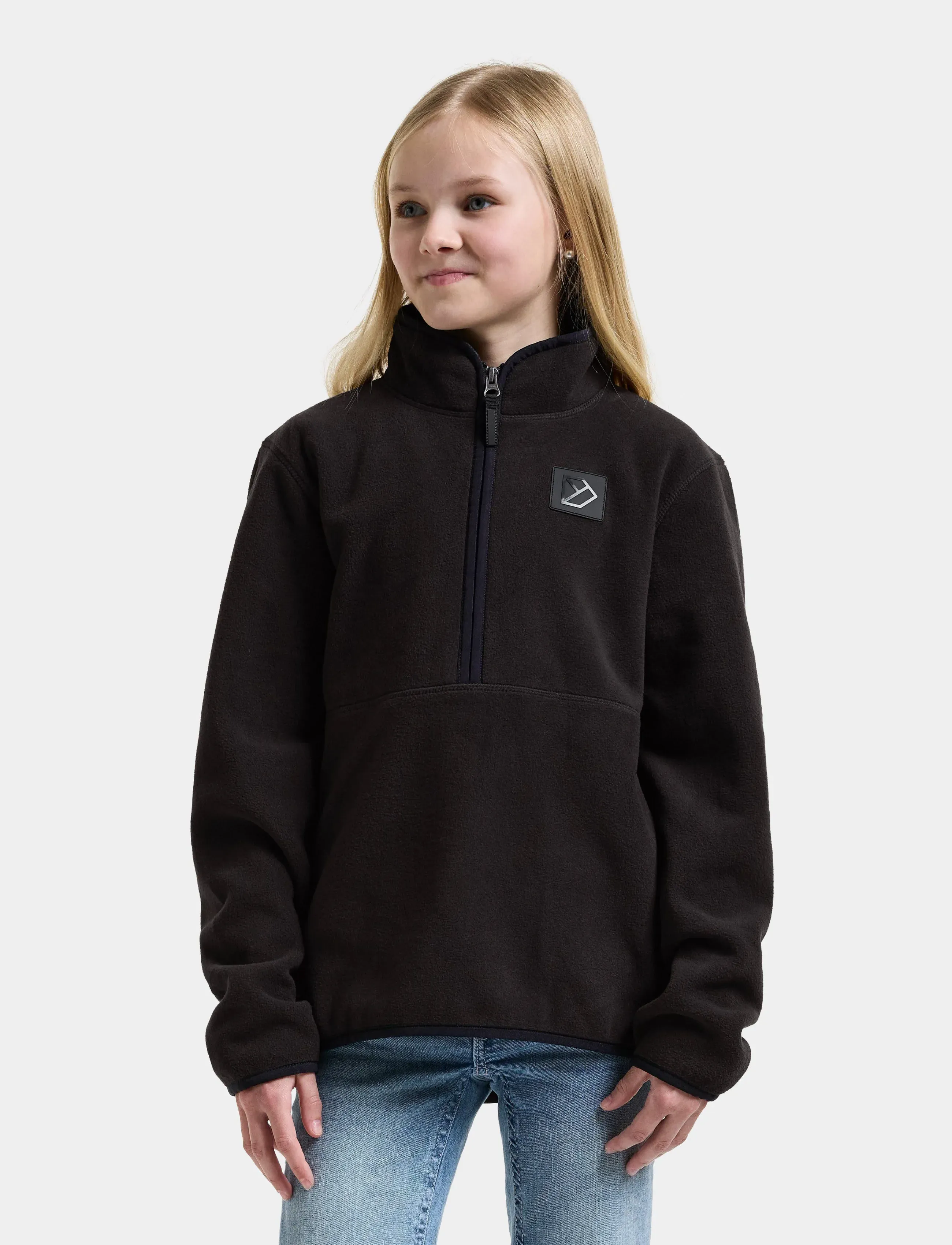 Didriksons Rubi Kids' Half-Zip, 140, Fleece Oberbekleidung, Schwarz - Jackets, Kinder