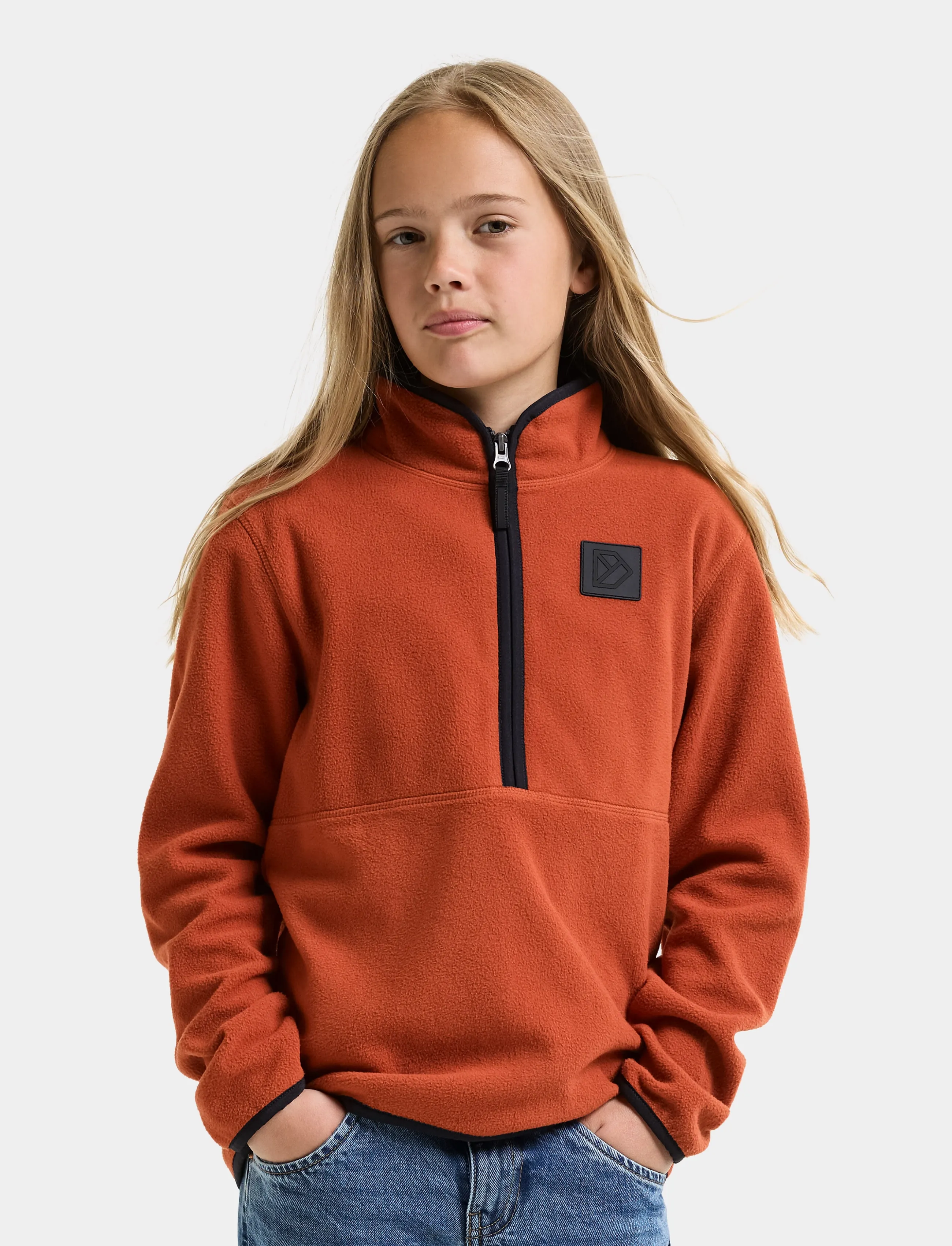 Didriksons Rubi Kids' Half-Zip, 160, Fleece Oberbekleidung, Orange - Jackets, Kinder