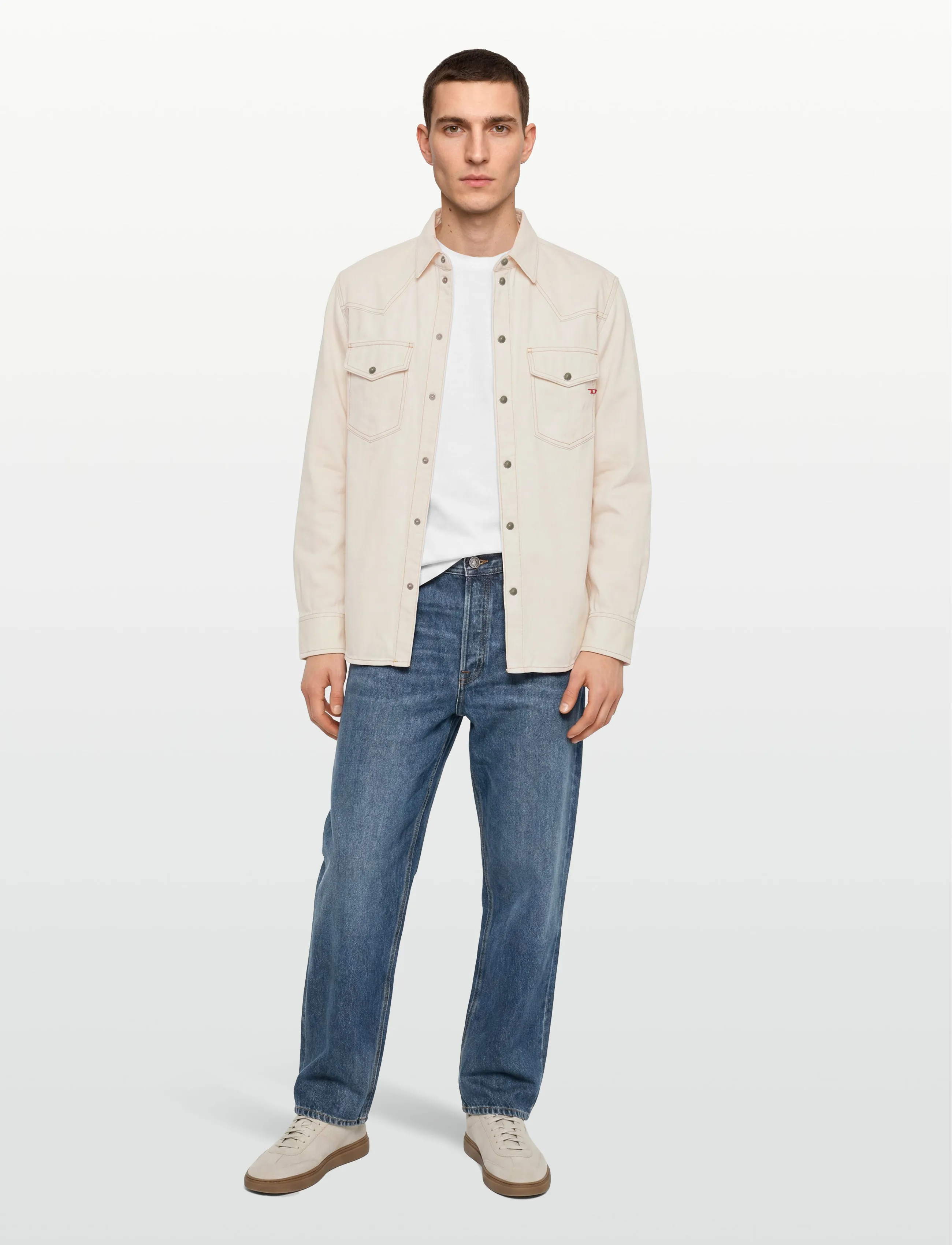 Diesel Western Shirt In Denim, S, White, Skjorter > Afslappet Shirts, Herre