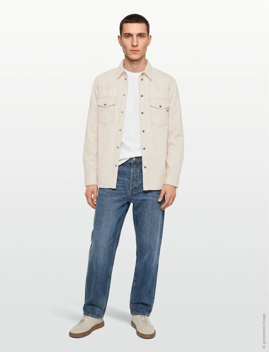Diesel - Western shirt in denim - white - 0