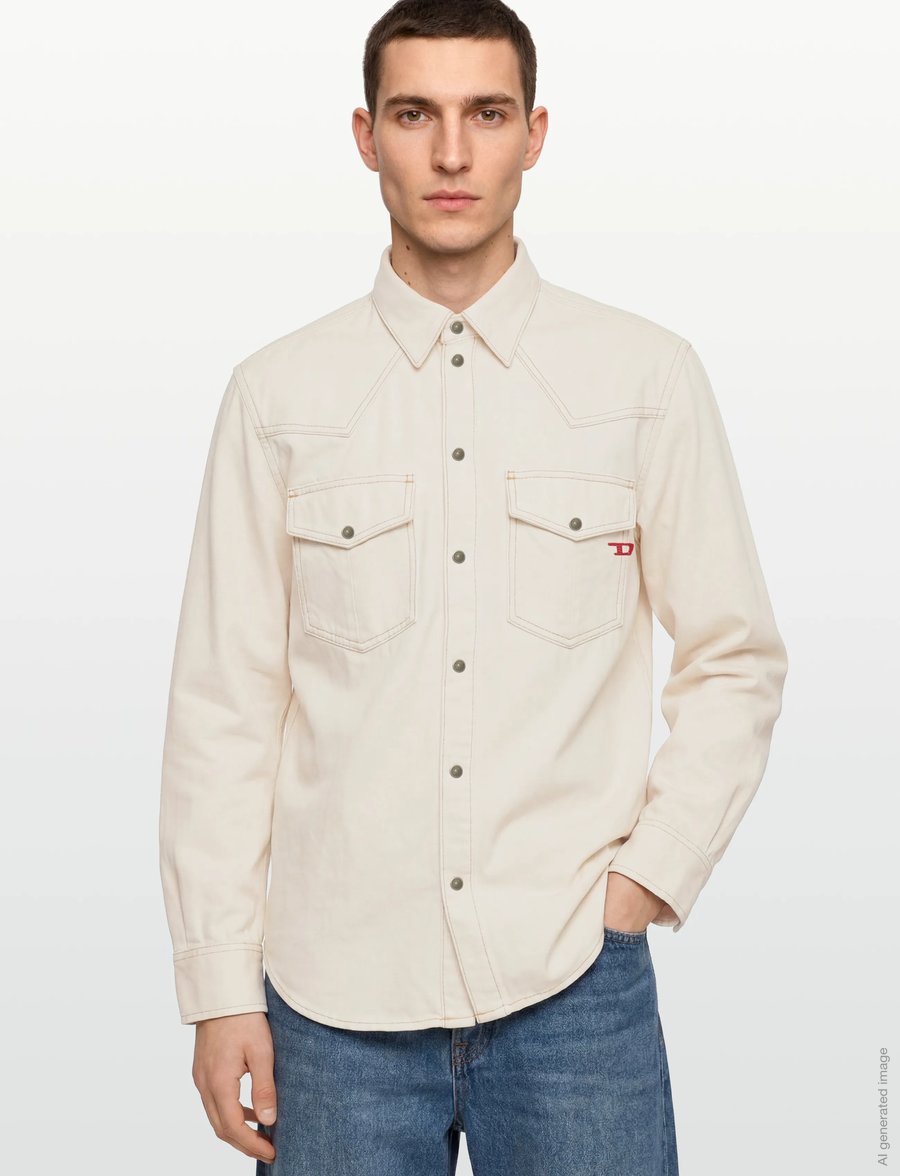 Diesel - Western shirt in denim - white - 3
