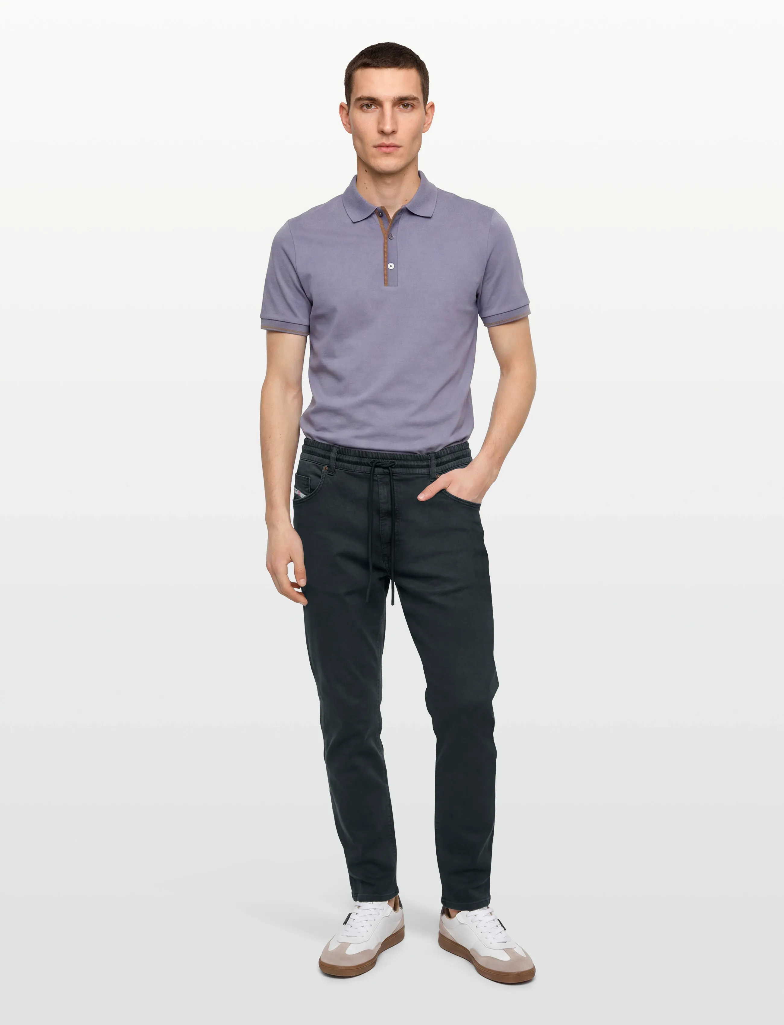 Diesel D-KROOLEY Jogg Tapered Mid-Rise Sweat Jeans - Oddmjóar gallabuxur - BLACK / black