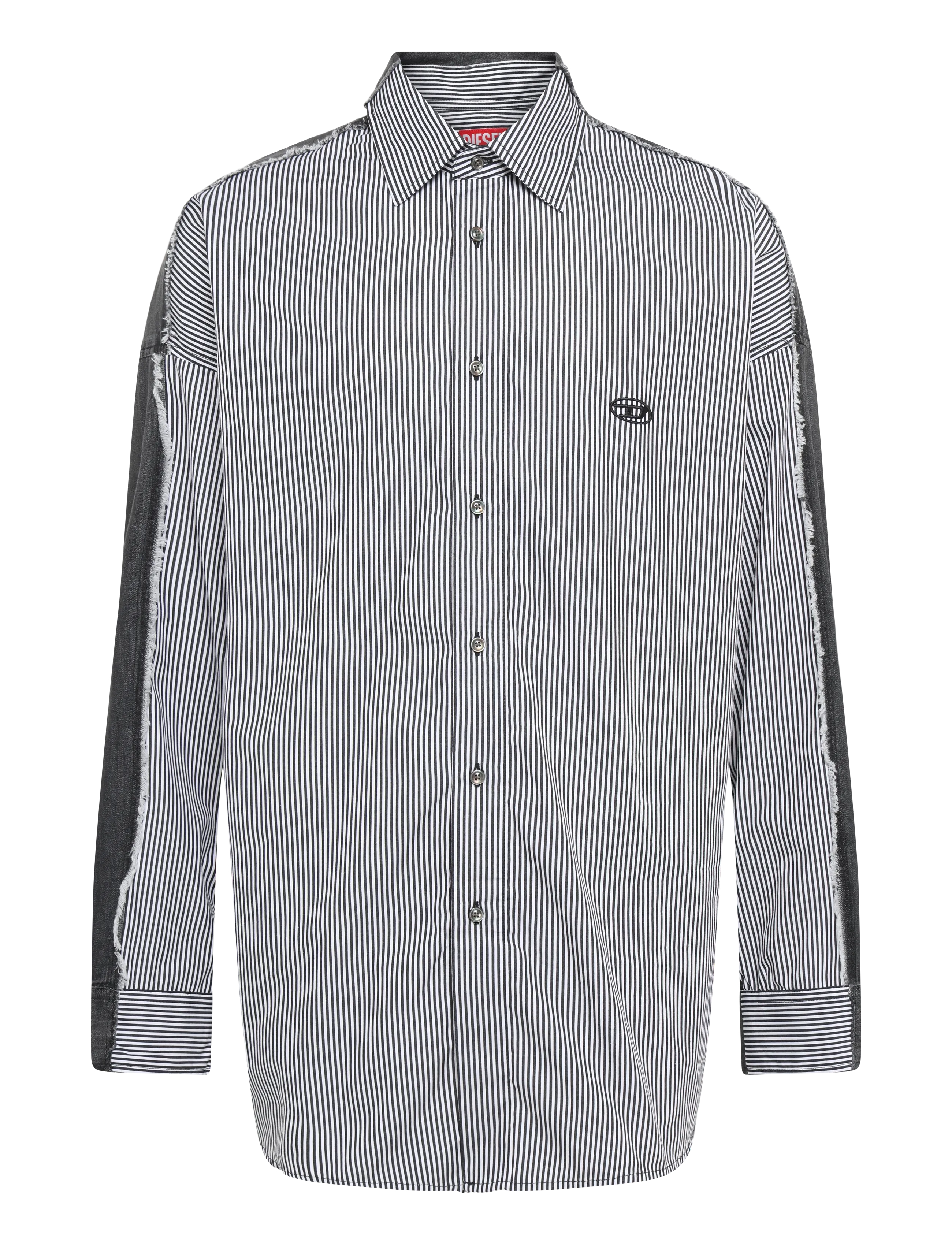 Diesel Striped shirt with denim back - New arrivals - GREY / grey