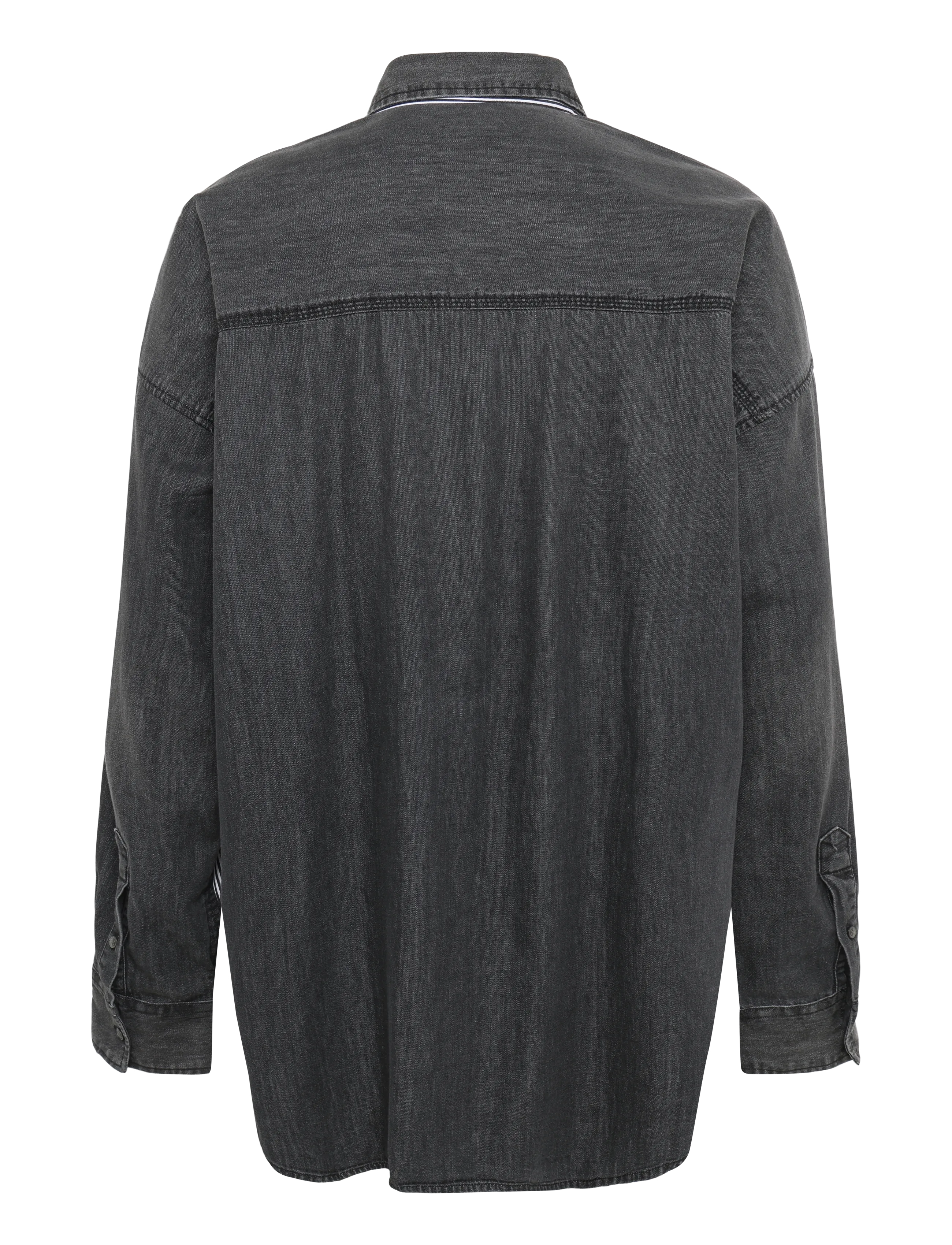 Diesel - Striped shirt with denim back - grey - 1