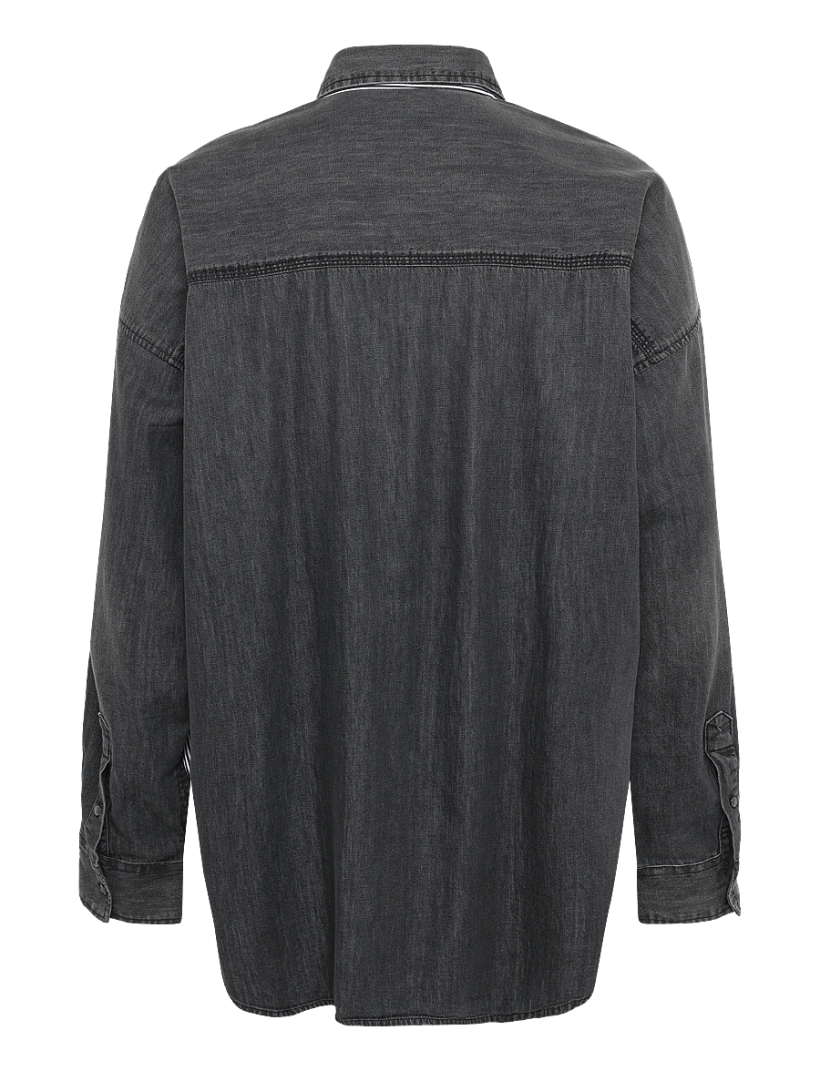 Diesel - Striped shirt with denim back - striped shirts - grey - 1