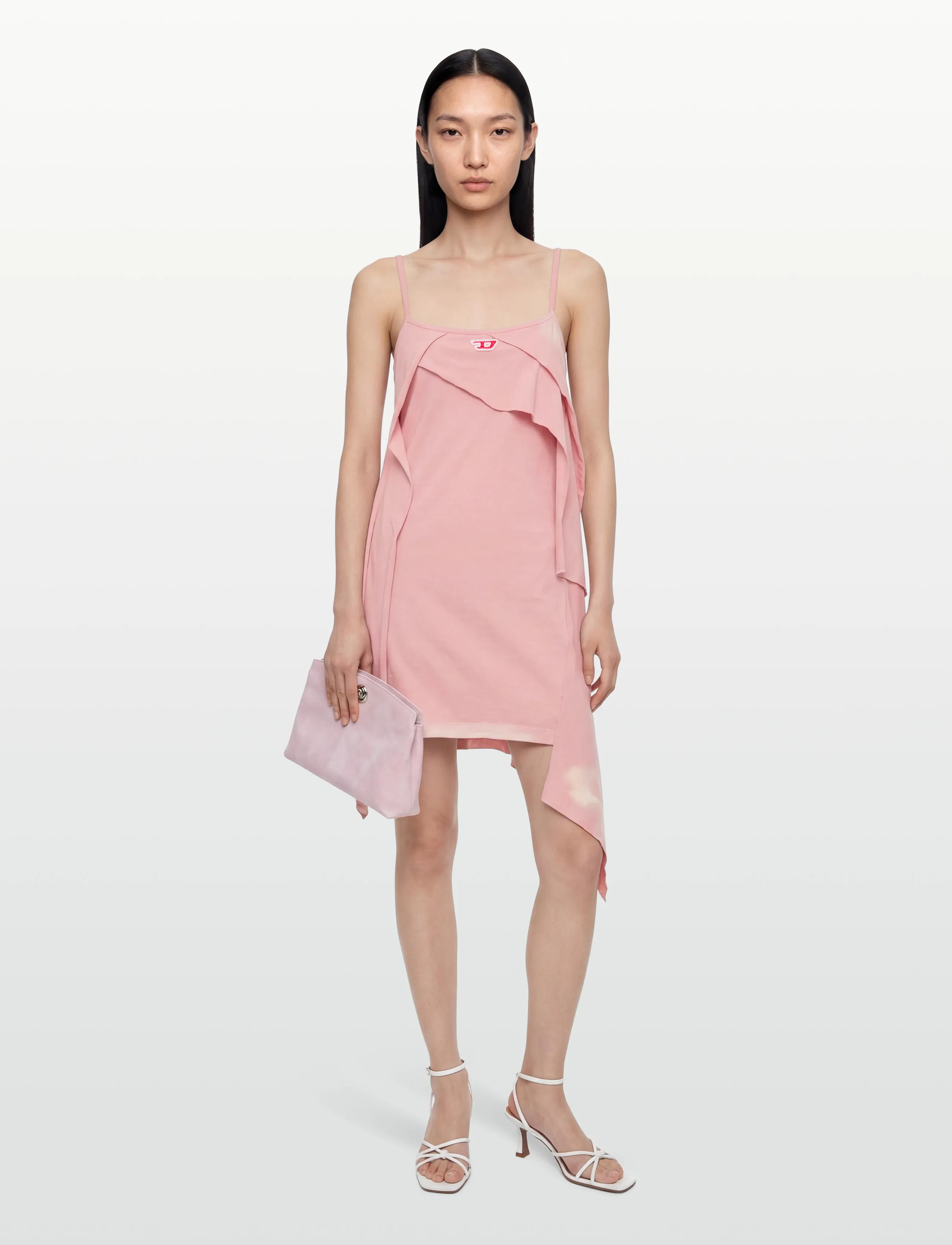 Diesel Short dress with destroyed peel-off effect - Suvekleidid - BROWN / pink/rose