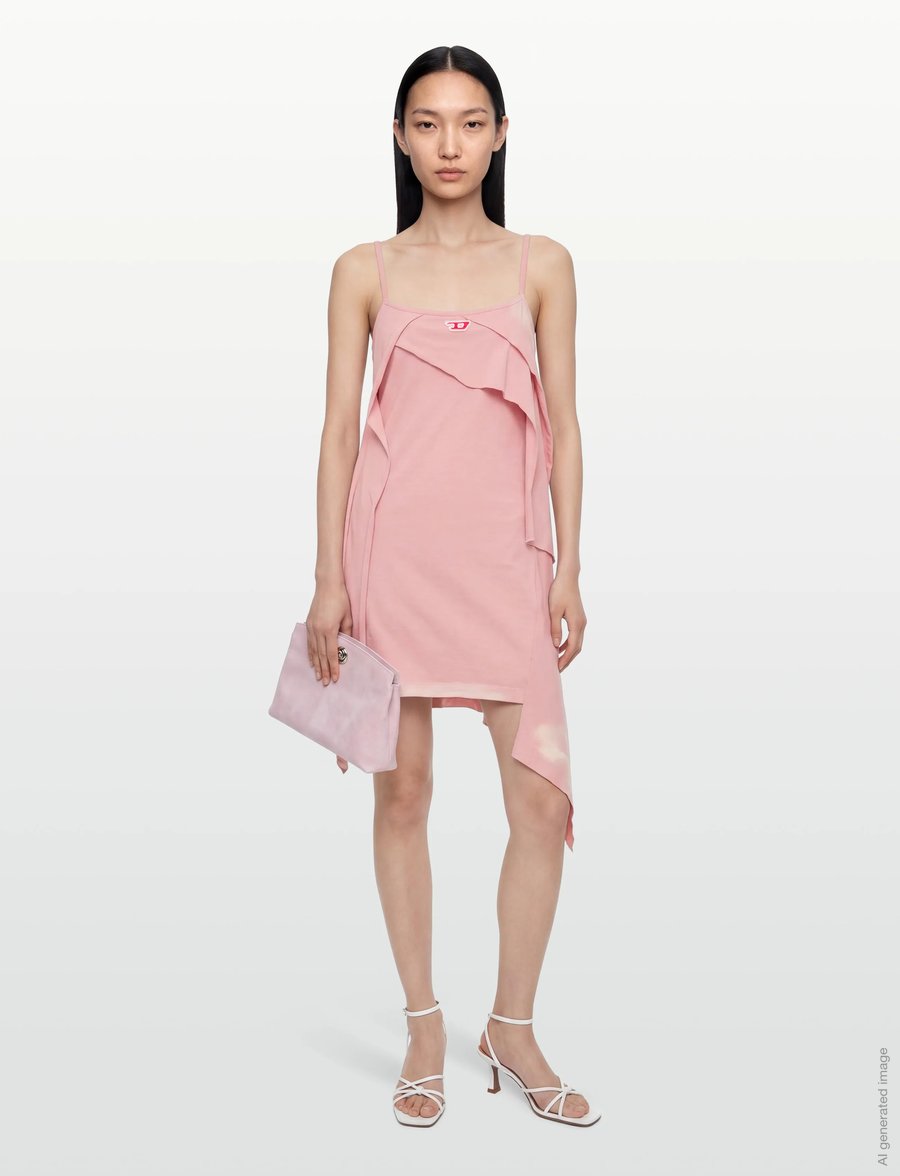 Diesel - Short dress with destroyed peel-off effect - sommerkjoler - brown - 0